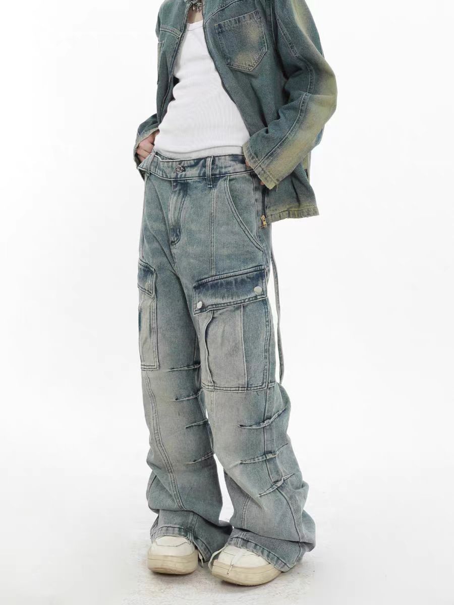 Designer × Japanese Brand Heavy wash vintage pleated multi-pocket micro-flare jeans Size US 29 - 2 Thumbnail