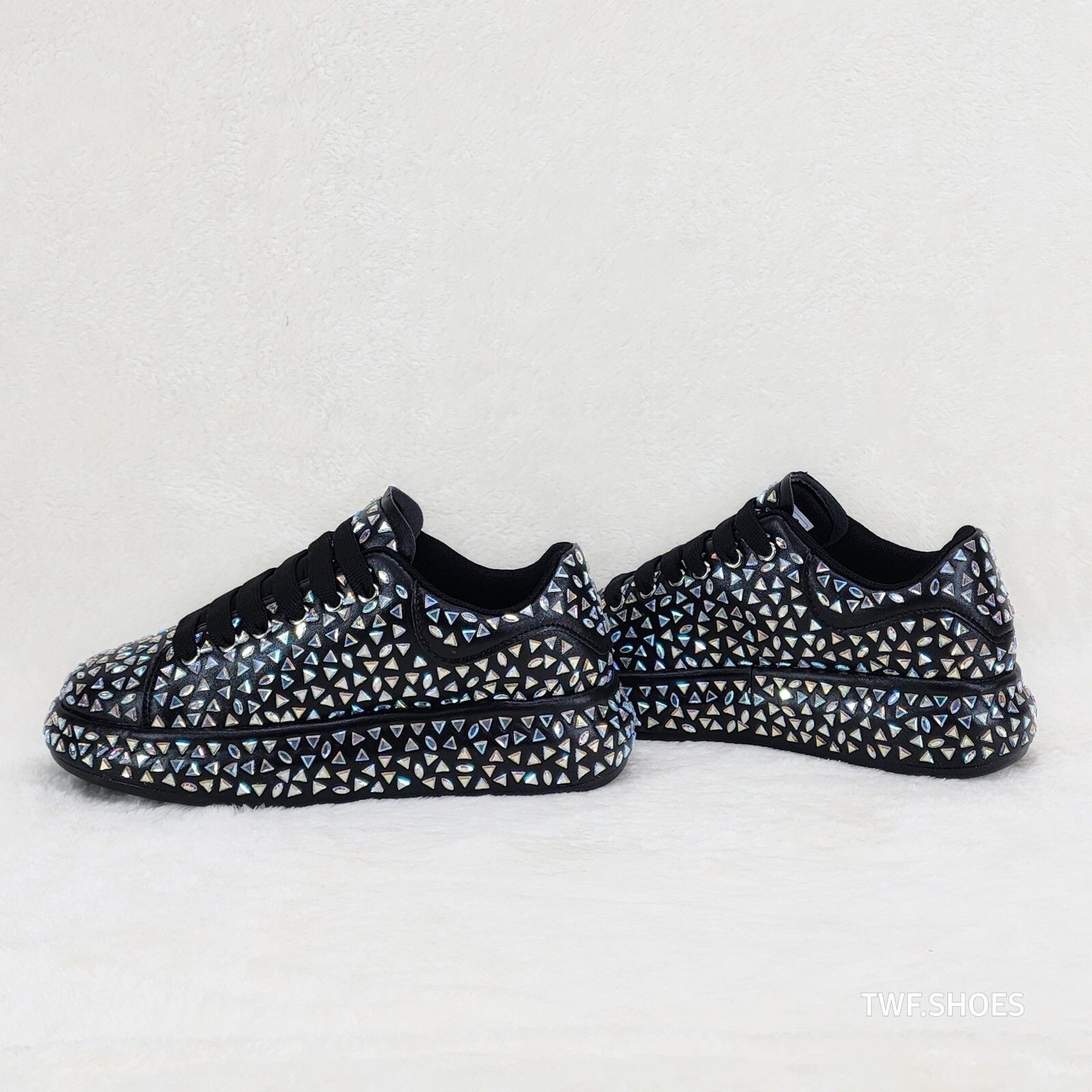 Other Geo Dazzle Cush Iridescent Stone Black Platform Sneakers Ten Size US 7 / IT 37 - 3 Thumbnail