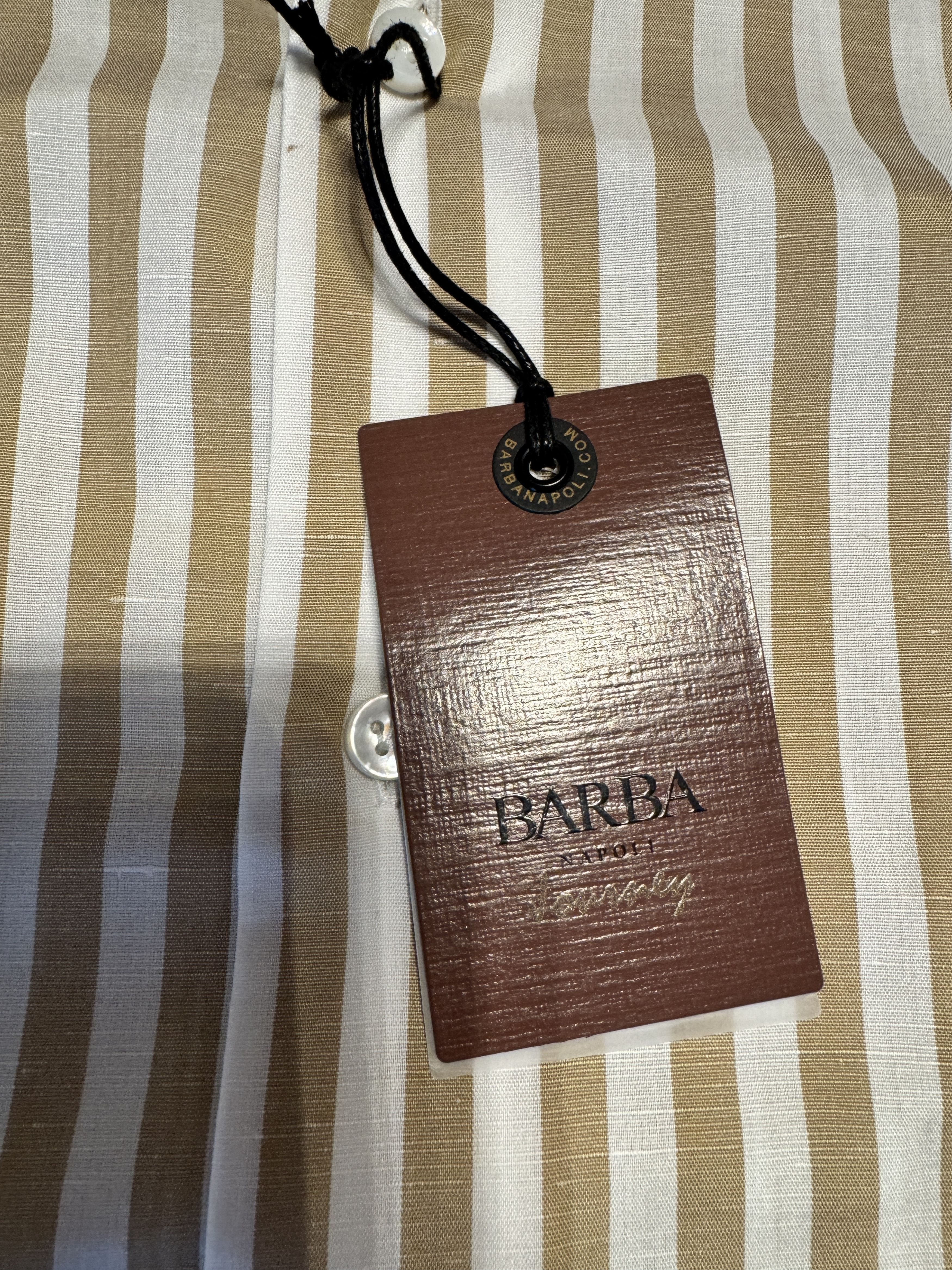 Barba Napoli Beige stripe LS shirt Size US XL / EU 56 / 4 - 3 Thumbnail