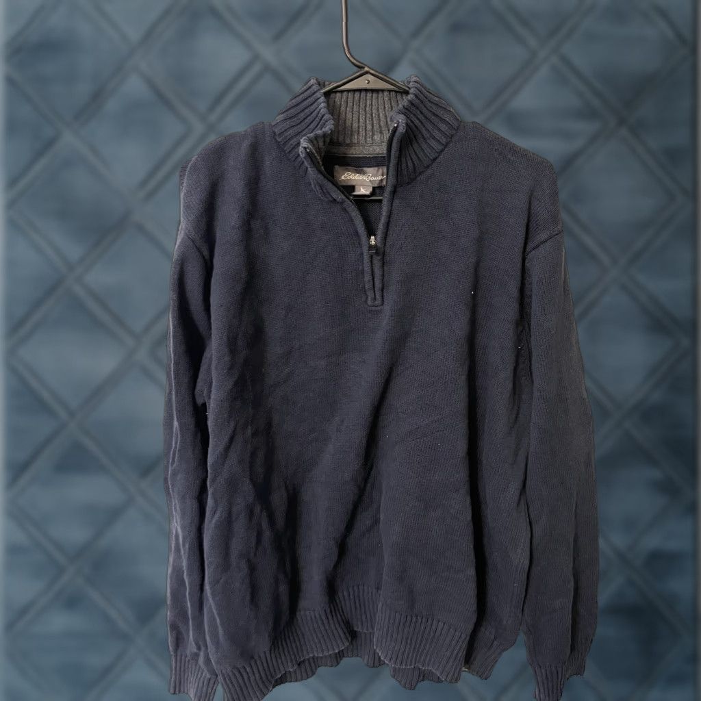 Eddie Bauer VINTAGE Eddie Bauer Sweater Shirt 1/4 Zip Cotton Navy XL Mens Pullover 1/4 Zip Blue Size US XL / EU 56 / 4 - 1 Thumbnail