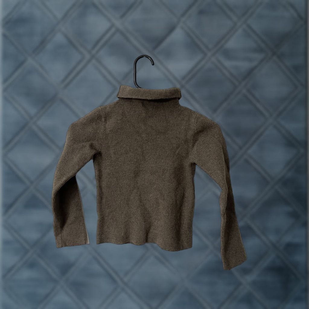 DKNY DKNY Brown Sweater Women's Cropped Turtleneck See Photos Size L Pullover Cotton Blend Shrunk Vintage 90s Womens Size L / US 10 / IT 46 - 1 Thumbnail