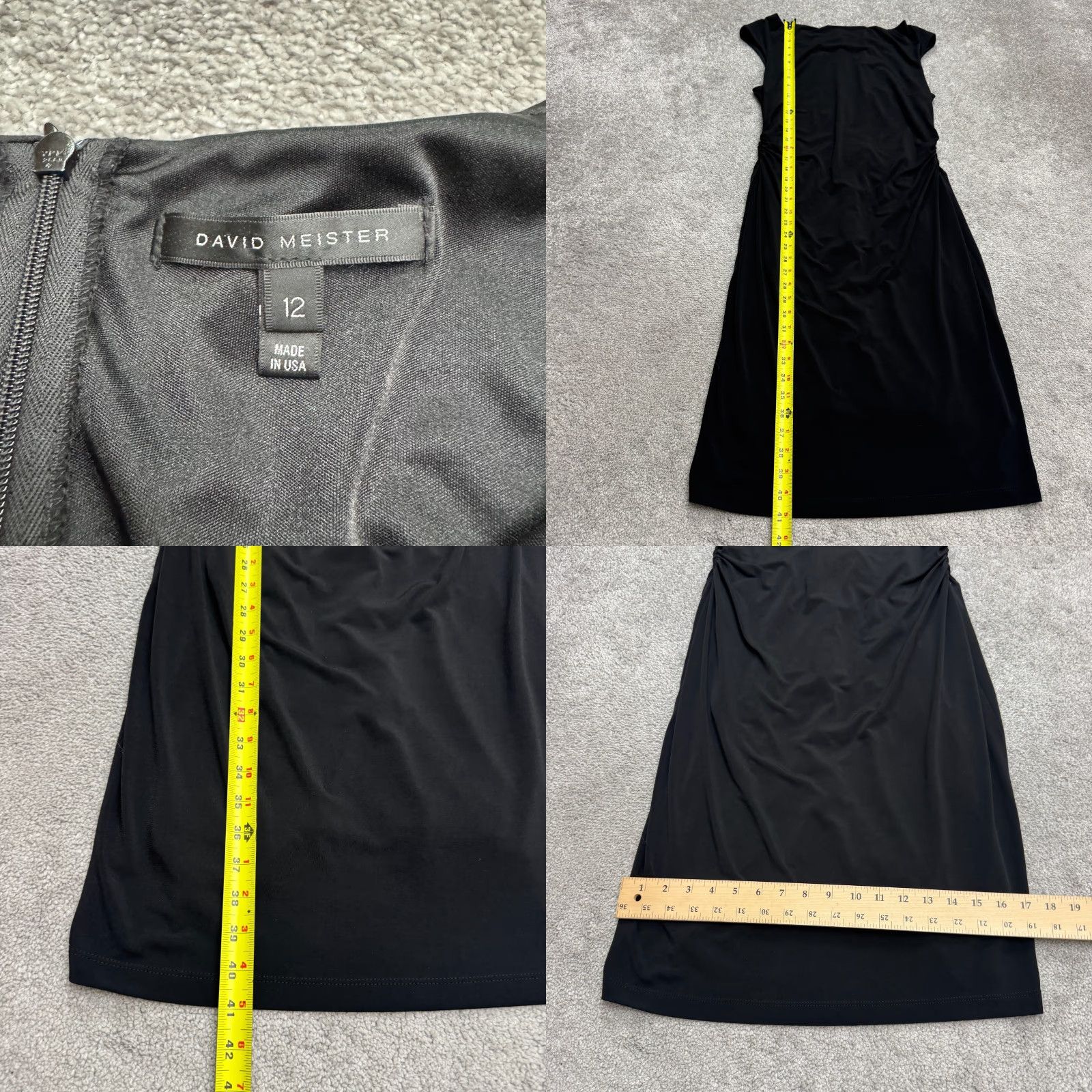 Vintage David Meister Dress Womens 12 Black NWT Ruched Knee Length Sheath Vintage 90s Workwear Size XL / US 12-14 / IT 48-50 - 8 Thumbnail