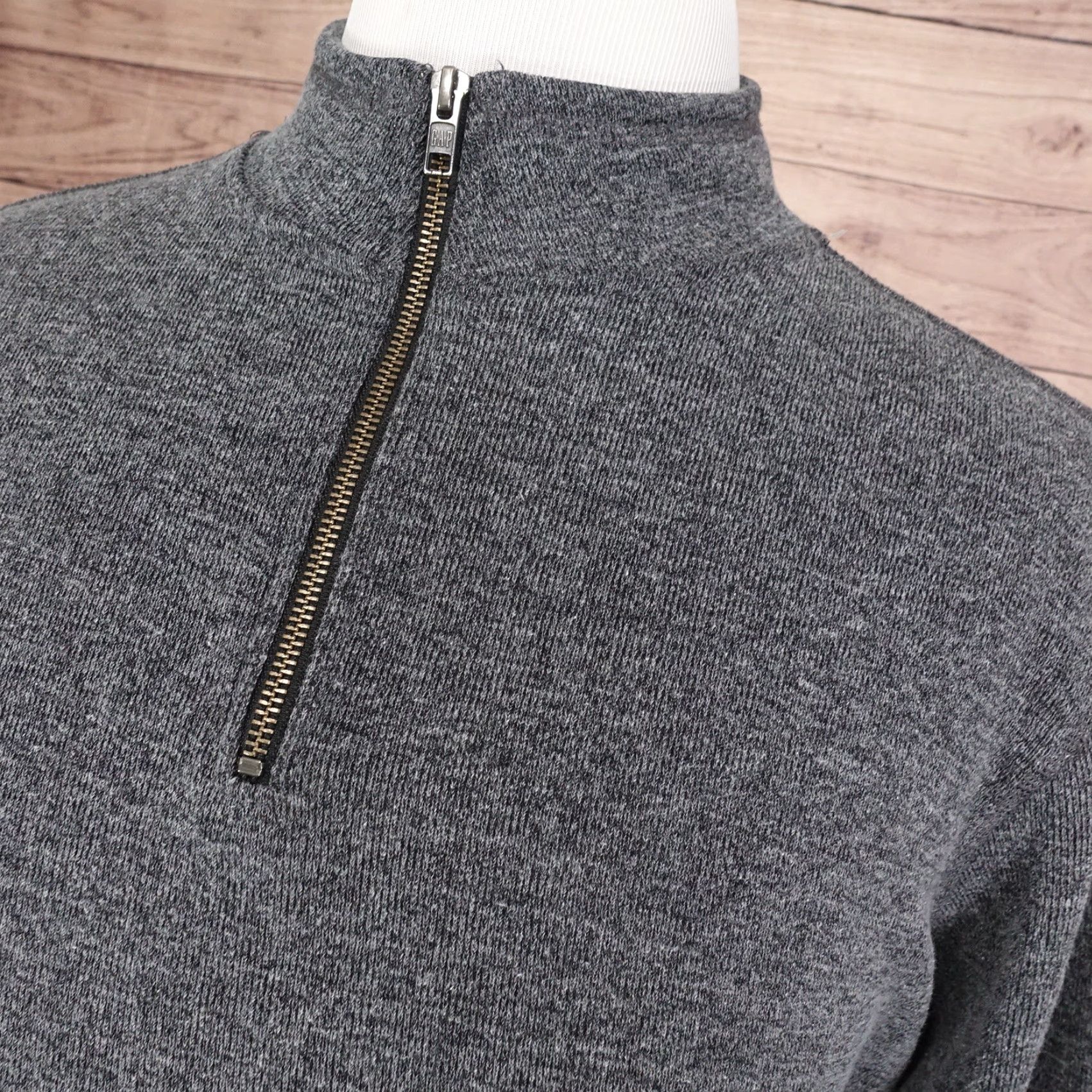 Gap GAP GREY POLYCOTTON PULLOVER SWEATER MENS XL MOCK NECK 1/4 ZIP KNIT Size US XL / EU 56 / 4 - 2 Thumbnail