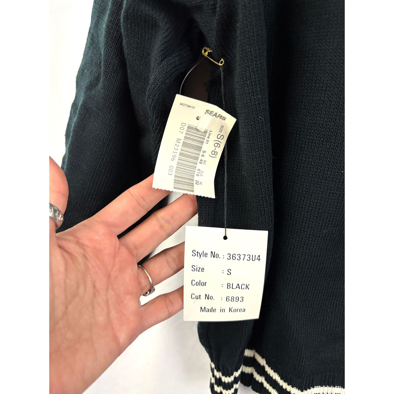 ESSAY Vintage Black Stripe Cardigan Sweater Cropped Preppy S NWT Size S / US 4 / IT 40 - 9 Thumbnail
