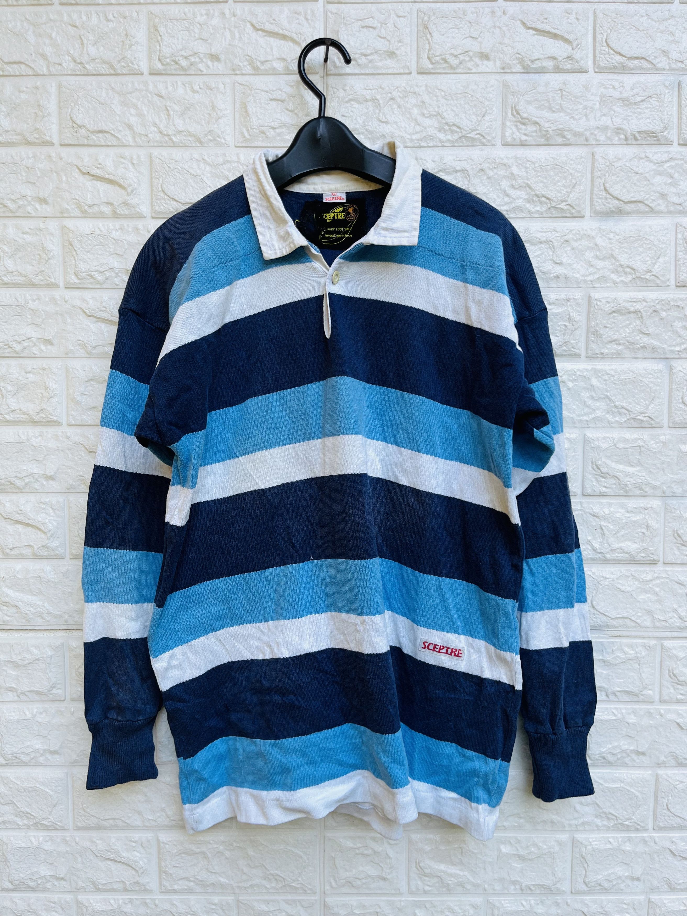 Japanese Brand × Vintage Vintage Sceptre Rugby Football Sport Stripes Long Sleeve Size US M / EU 48-50 / 2 - 1 Thumbnail