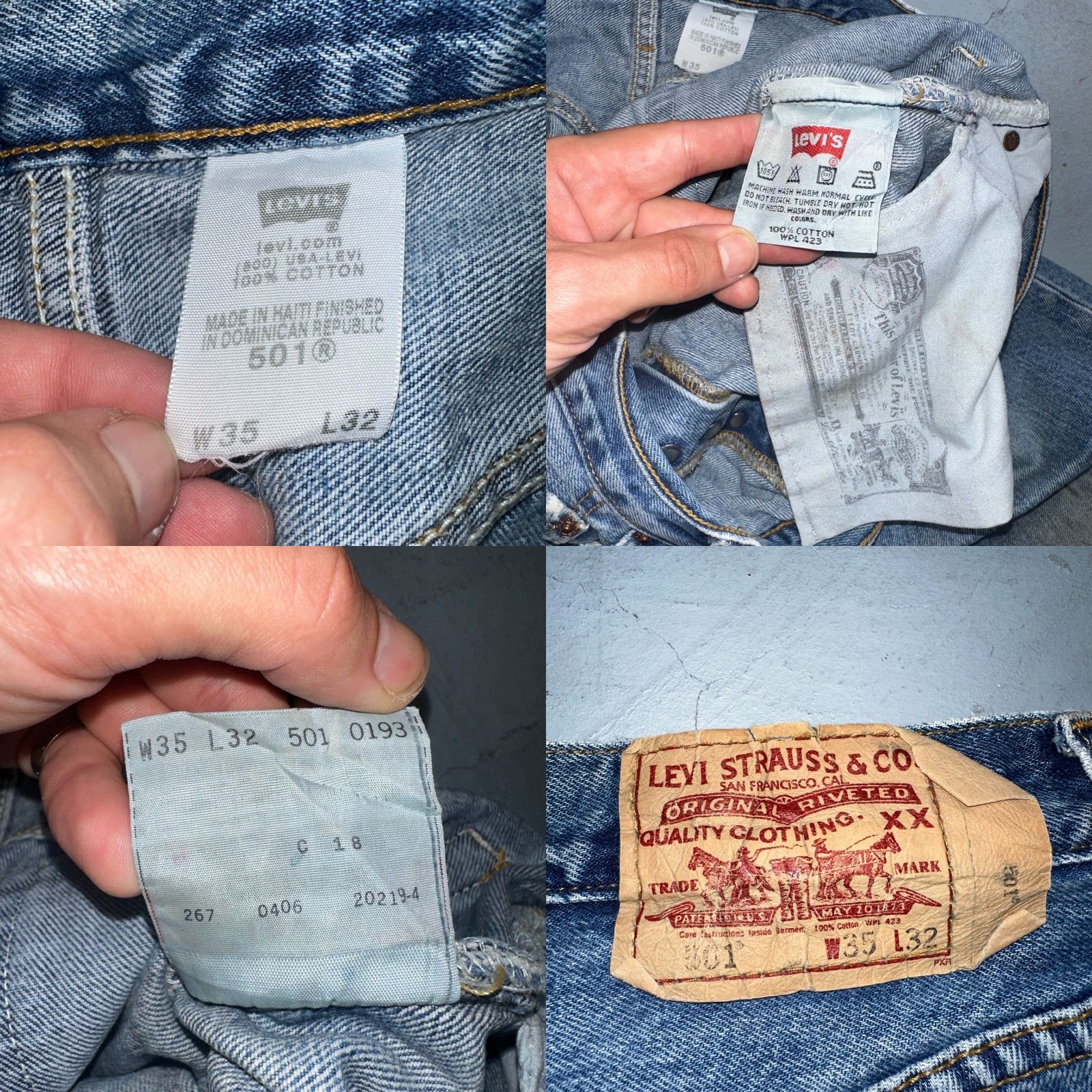 Levi's VINTAGE Levi's 501 Jeans Straight Blue Light Wash 35x32 Regular Men 90s USA 5-Pocket Denim Button Closure Size US 35 - 9 Thumbnail