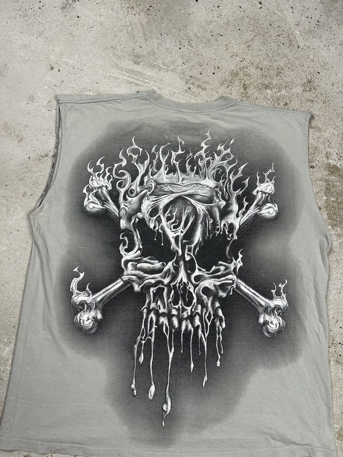 Affliction Vintage Y2K Affliction Skulls Flame Gray Tank Top Print Tee Size US XL / EU 56 / 4 - 12 Thumbnail