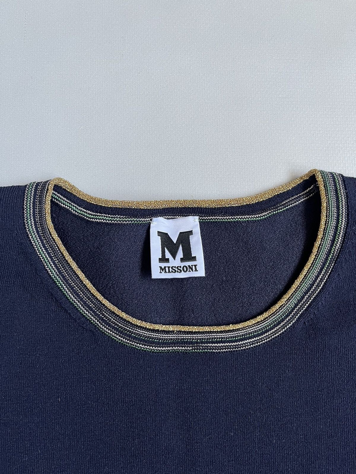 Missoni Missoni Women Blue & Gold Slim Short Sleeve T-shirt Size M / US 6-8 / IT 42-44 - 2 Thumbnail