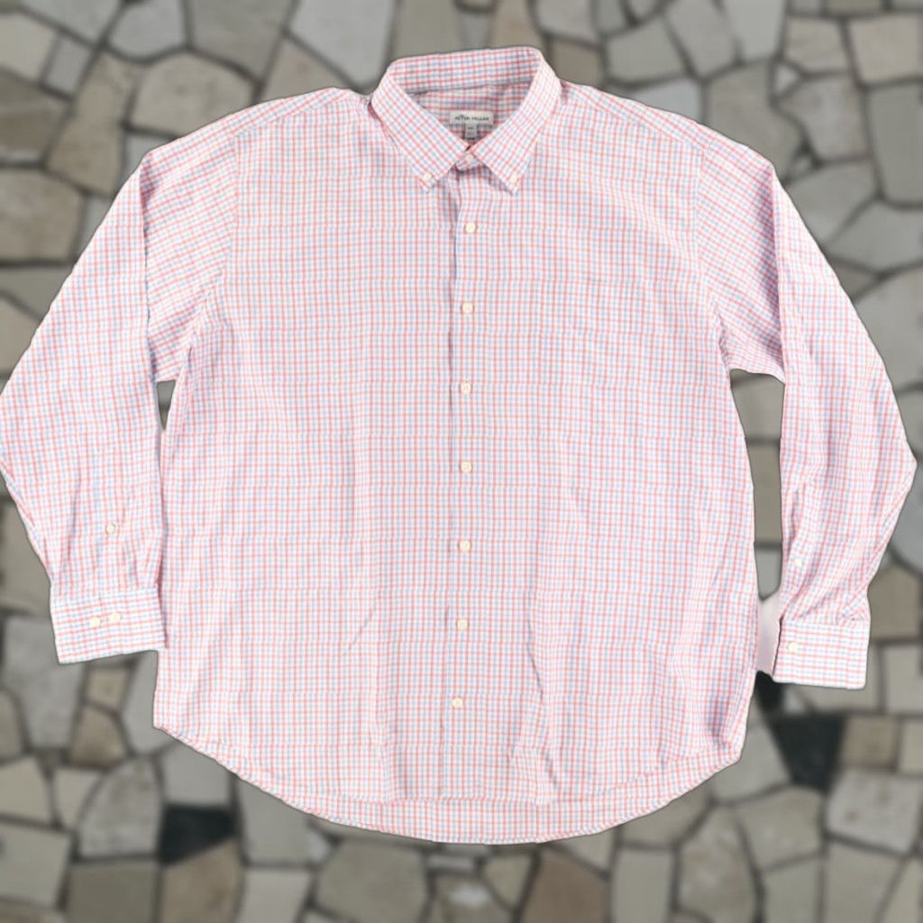 Peter Millar Peter Millar Crown Trey Sport Cotton Blend Gingham Long Sleeve Button Down Shirt Men's 2XL Size US XXL / EU 58 / 5 - 1 Thumbnail