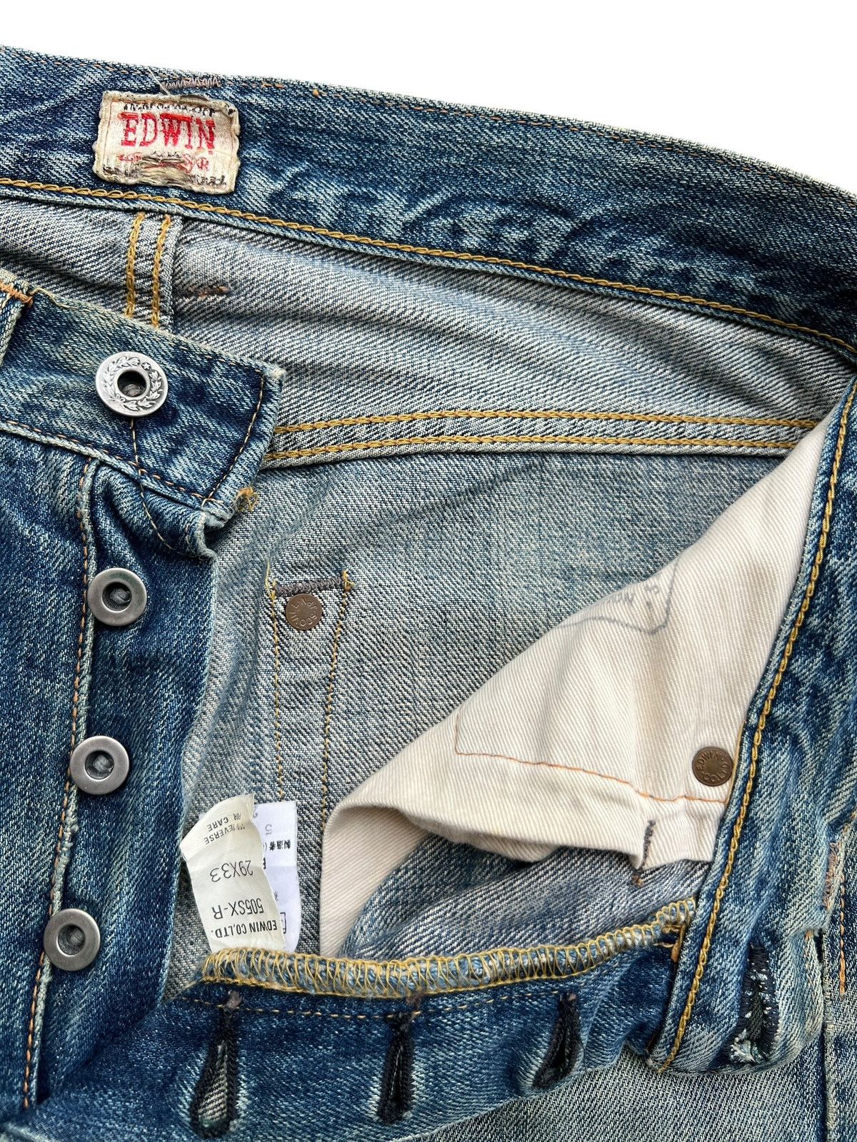 Edwin Vintage Edwin 505s Selvedge Distressed Denim Jeans 31x30.5 Size US 31 - 11 Thumbnail