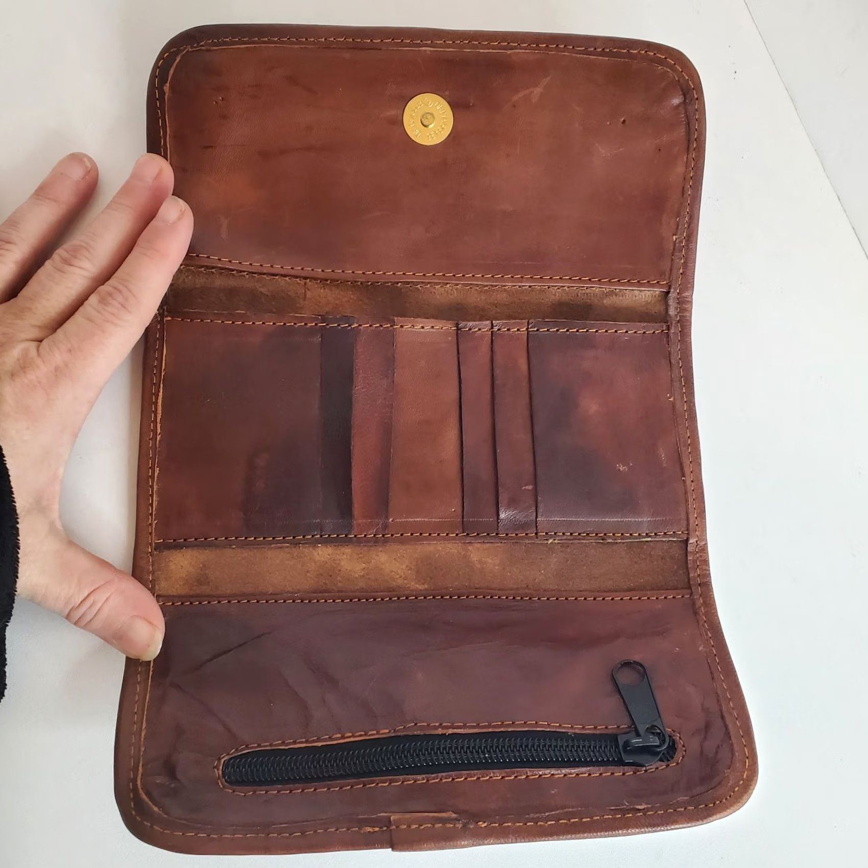 Vintage Vtg Boho Leather Tri-fold Wallet Size ONE SIZE - 4 Thumbnail