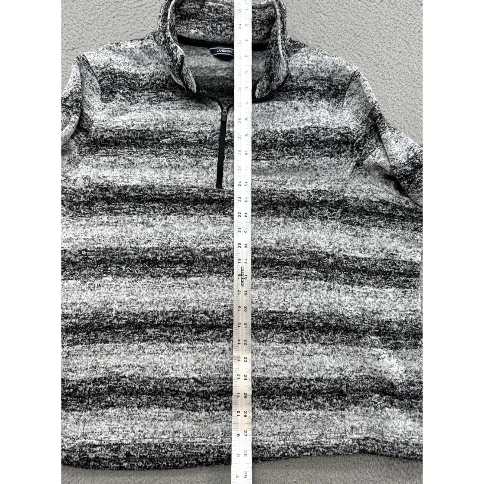 Lands' End Lands' End 1/4 Zip Fleece Jacket Black White Striped Plus 2X Women's Po Size XXL / US 16-18 / IT 52-54 - 7 Thumbnail
