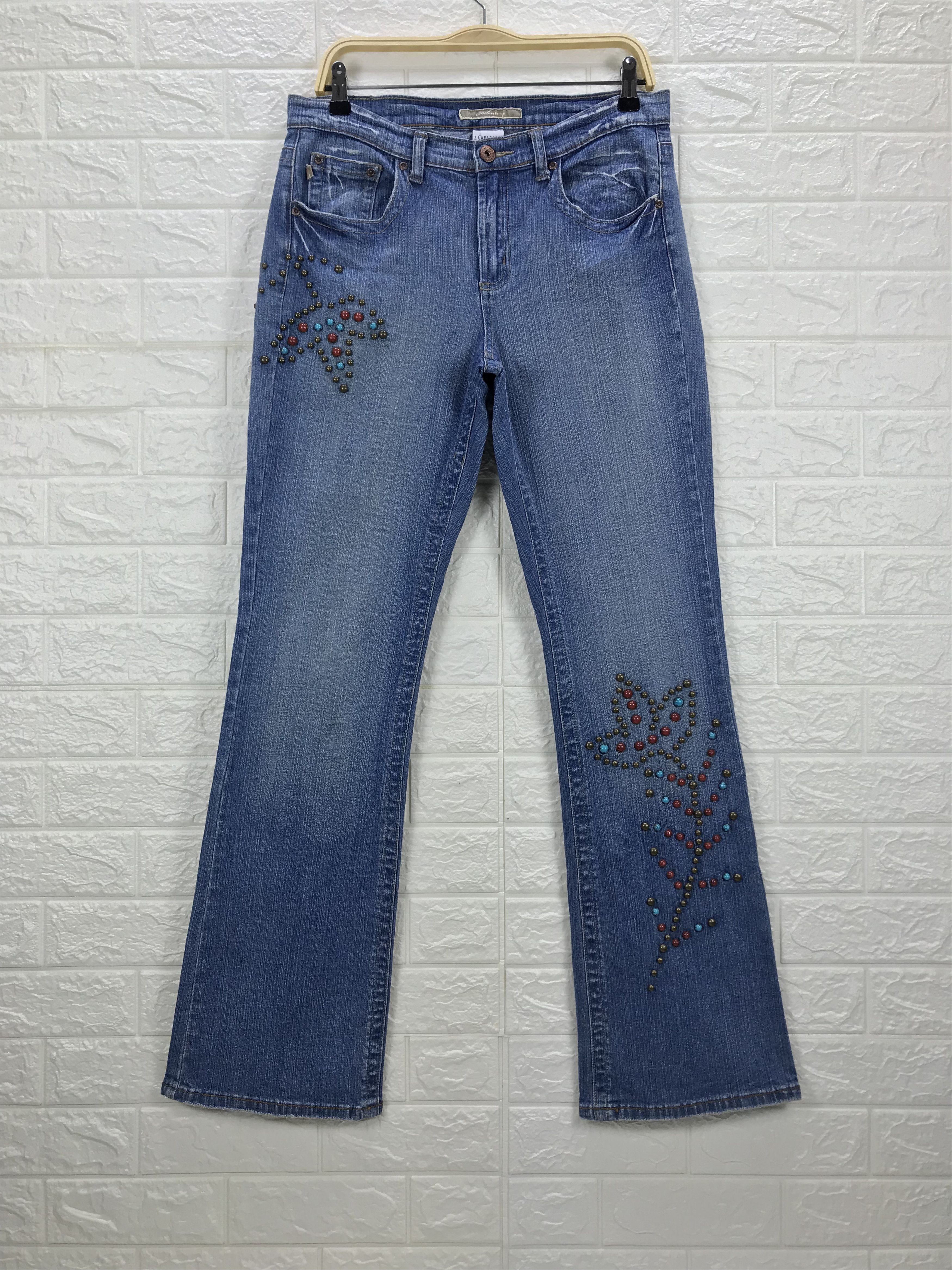 Japanese Brand Vintage Designer Z Cavaricci Art Studded Flare Jeans Size US 32 / EU 48 - 1 Thumbnail