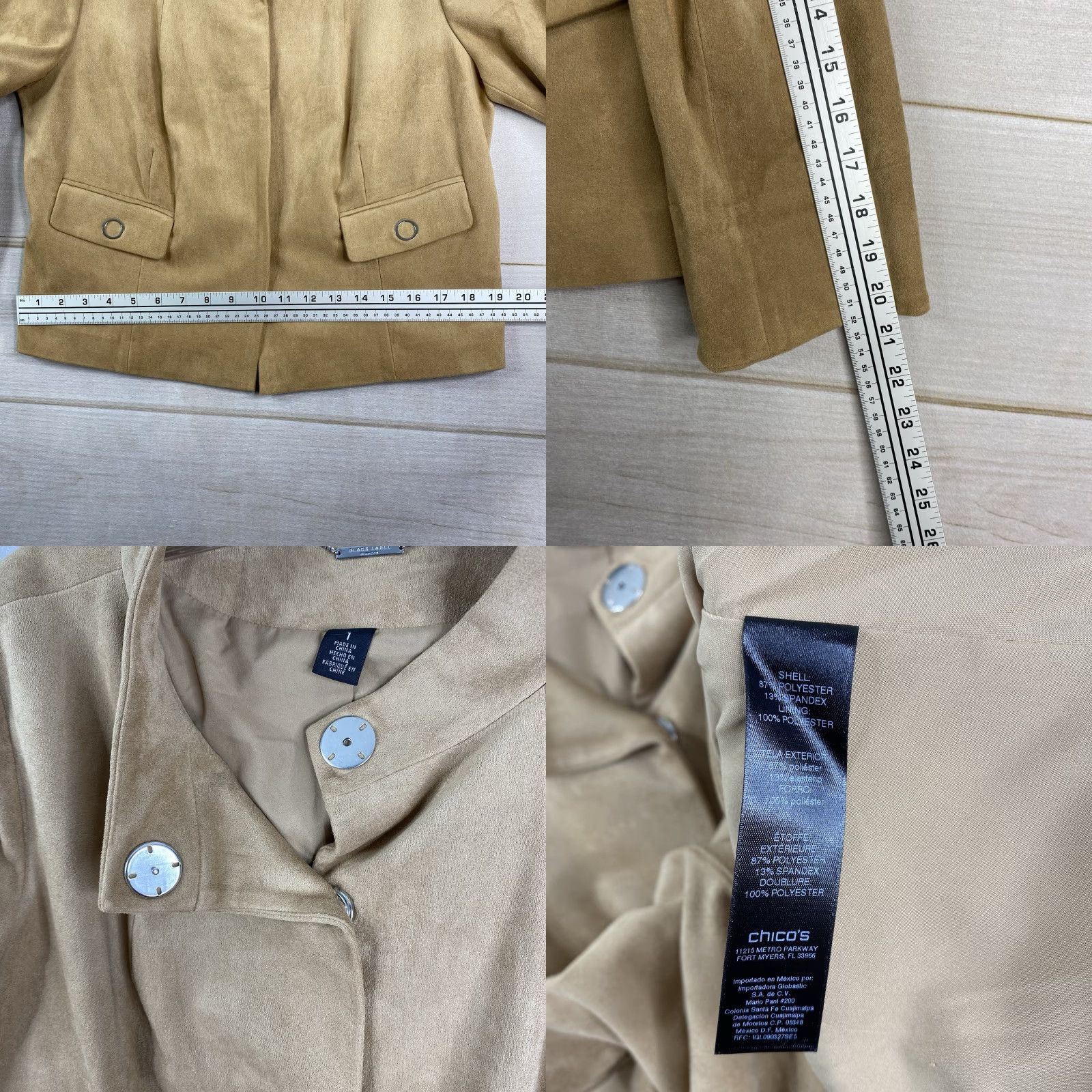 Vintage VINTAGE Chico's Jacket Sz 1 M 8/10 Tan Faux Suede Moto Blazer Snap Front Lined - Women - Size M - Brown - Motorcycle - 90s Size M / US 6-8 / IT 42-44 - 8 Thumbnail