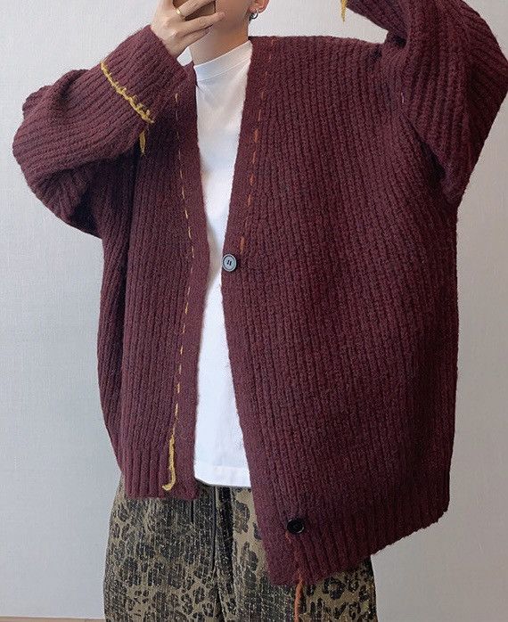 Japanese Brand × Vintage Retro y2k cleanfit knitted asymmetric cardigan knitwear Size US XL / EU 56 / 4 - 2 Thumbnail