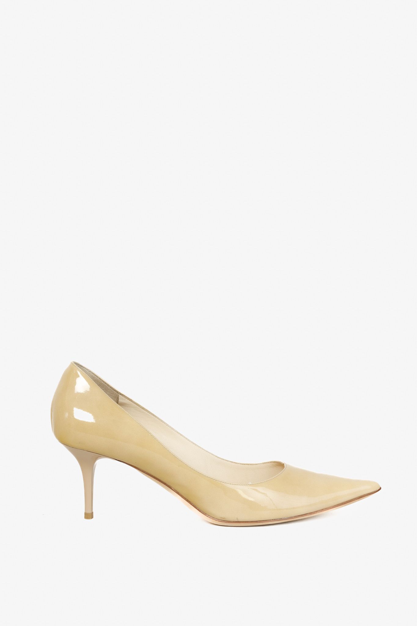 Jimmy Choo Jimmy Choo Nude Patent Pointed Toe Pumps Size US 9 / IT 39 - 1 Thumbnail
