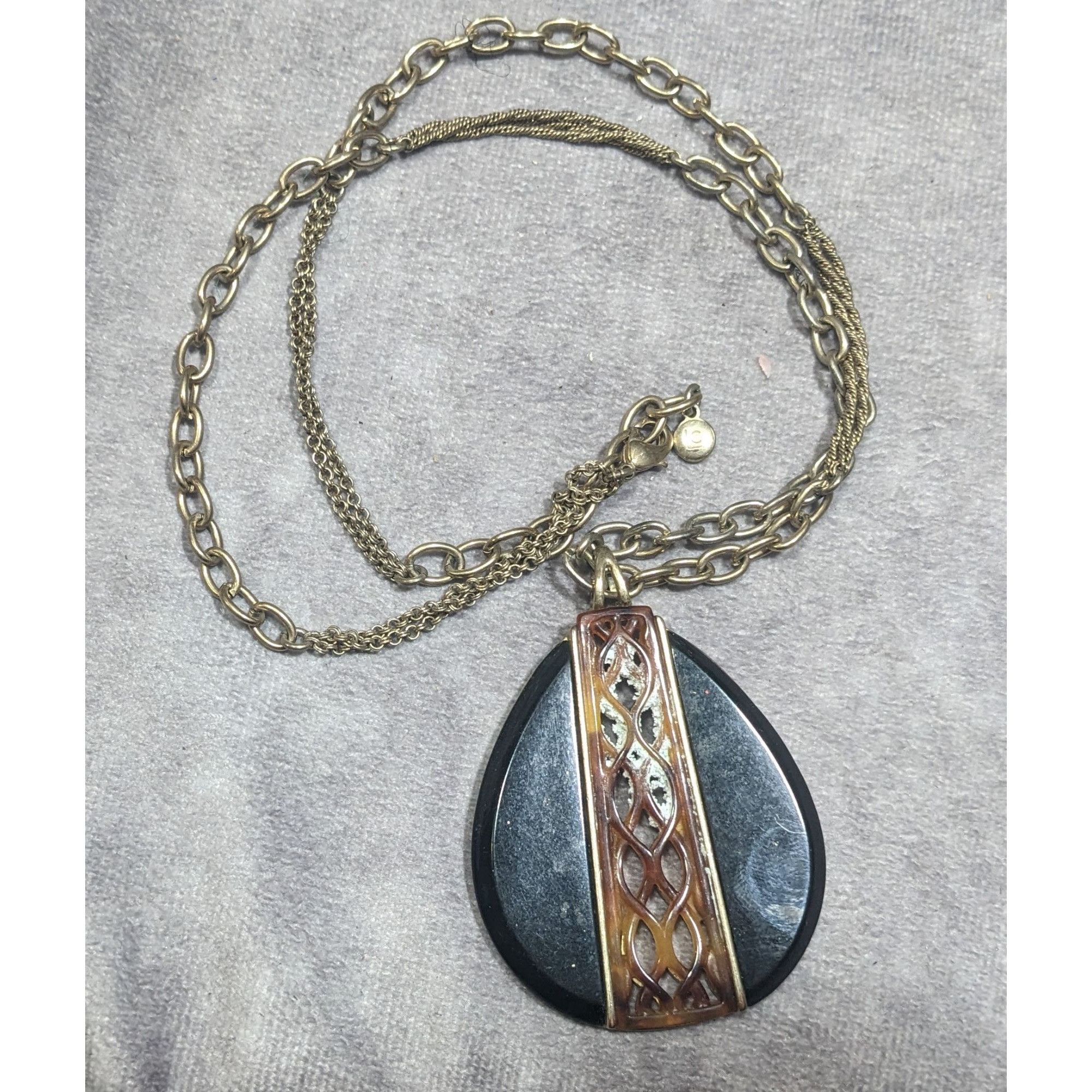 Liz Claiborne Vintage Liz Claiborne Tortoise Lucite Filigree Teardrop Pend Size ONE SIZE - 8 Thumbnail