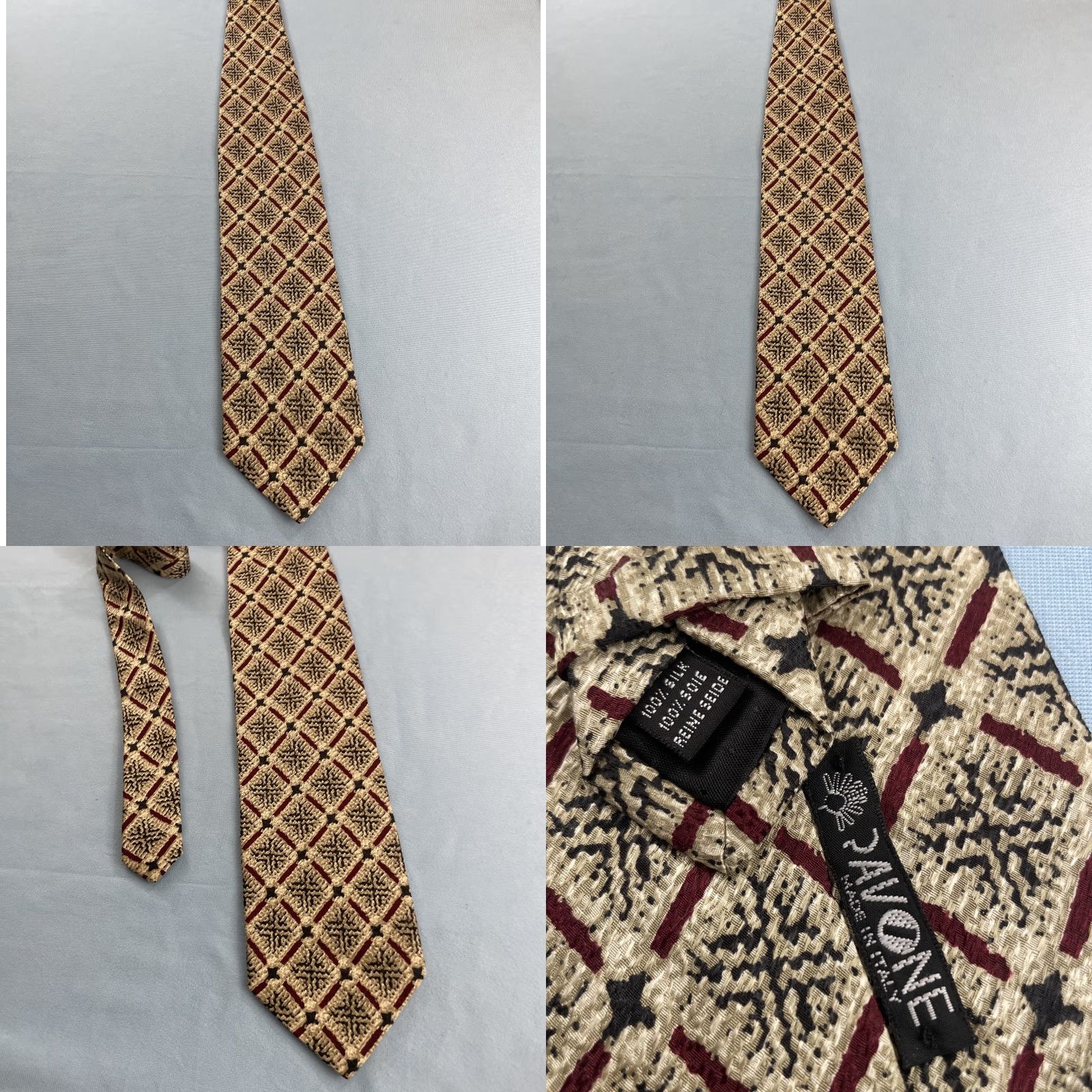 Vintage VINTAGE Pavone Tie 4x56 Adult Men 56" Silk ITALY Green Red Tan Geometric Christmas Western Handmade Necktie Size ONE SIZE - 10 Thumbnail
