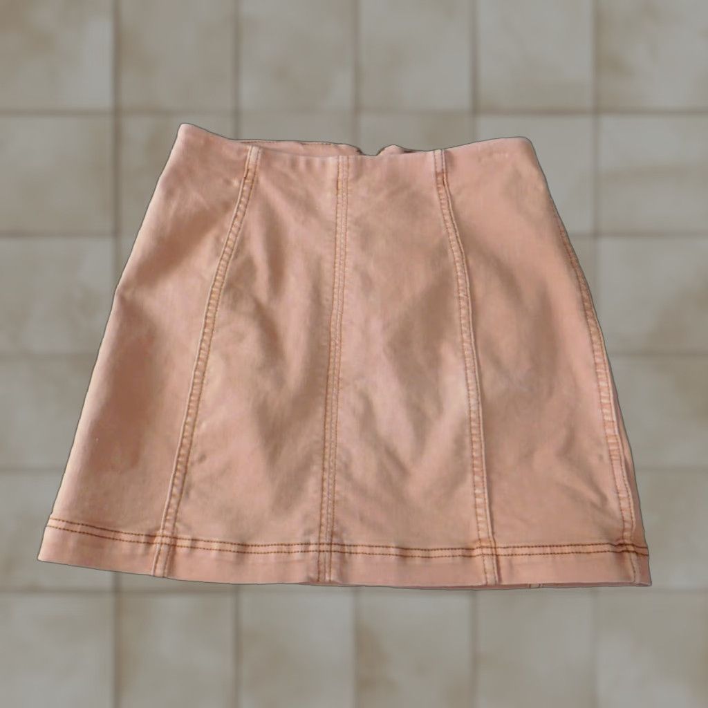 Free People Free People Skirt Womens Short A-Line Denim Pink 10 Zip Lined Casual Mid Rise Regular American Vintage No Size 32" / US 10 / IT 46 - 1 Thumbnail