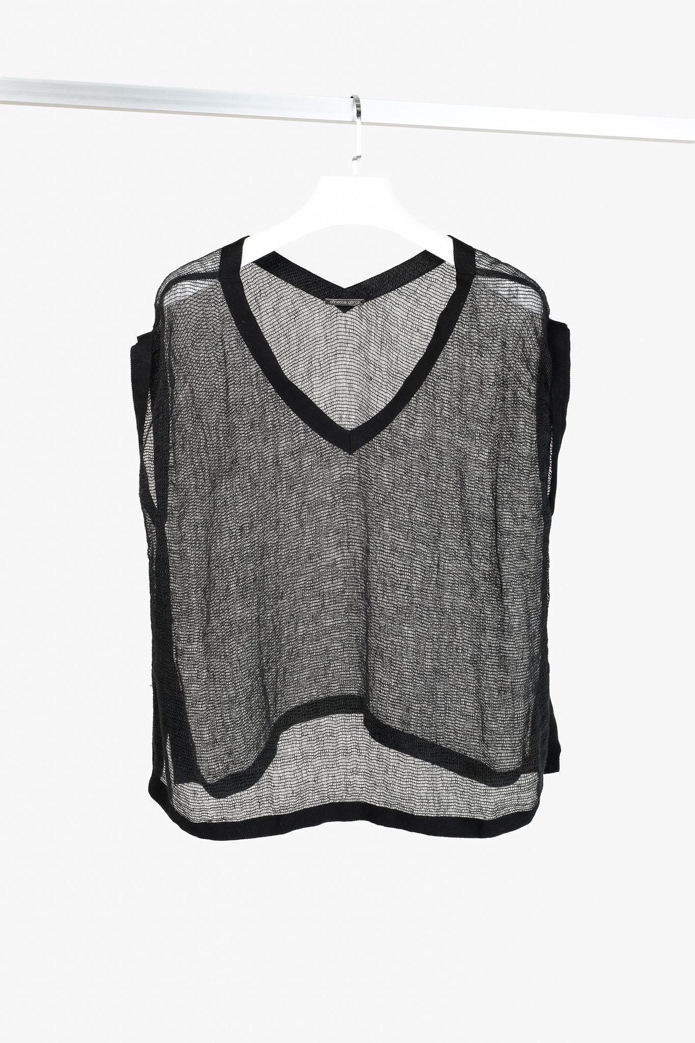 Annette Gortz Annette Gortz SS/16 Nela Black Mesh-Knit V-Neck Vest Size L / US 10 / IT 46 - 1 Thumbnail