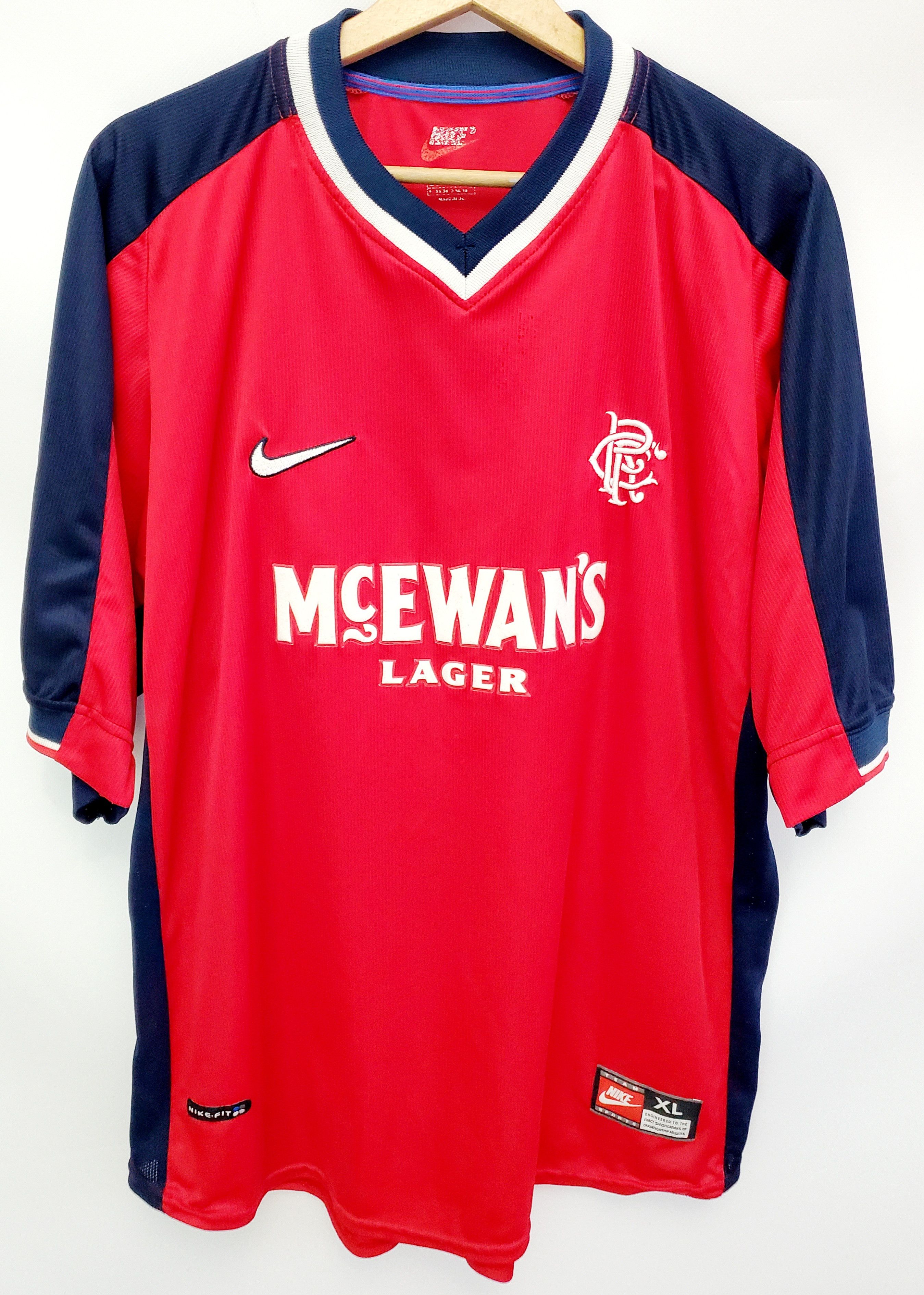 Glasgow Rangers 1998 1999 Away Shirt Nike Soccer Jersey