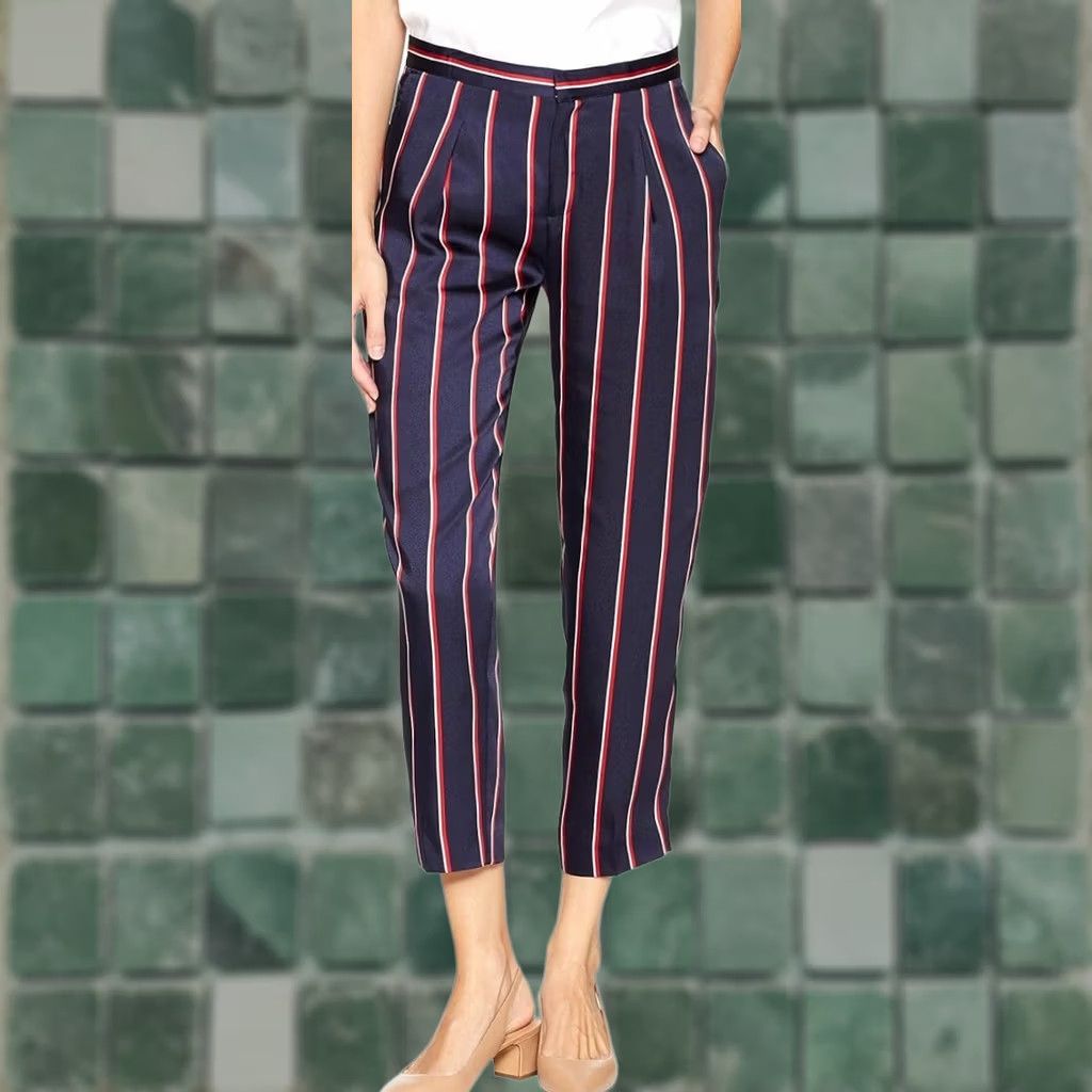 Ralph Lauren Lauren Ralph Lauren Alysse Pants Women 16 Navy Red Stripe Casual Lounge NWT Size 38" / US 16 / IT 52 - 1 Thumbnail