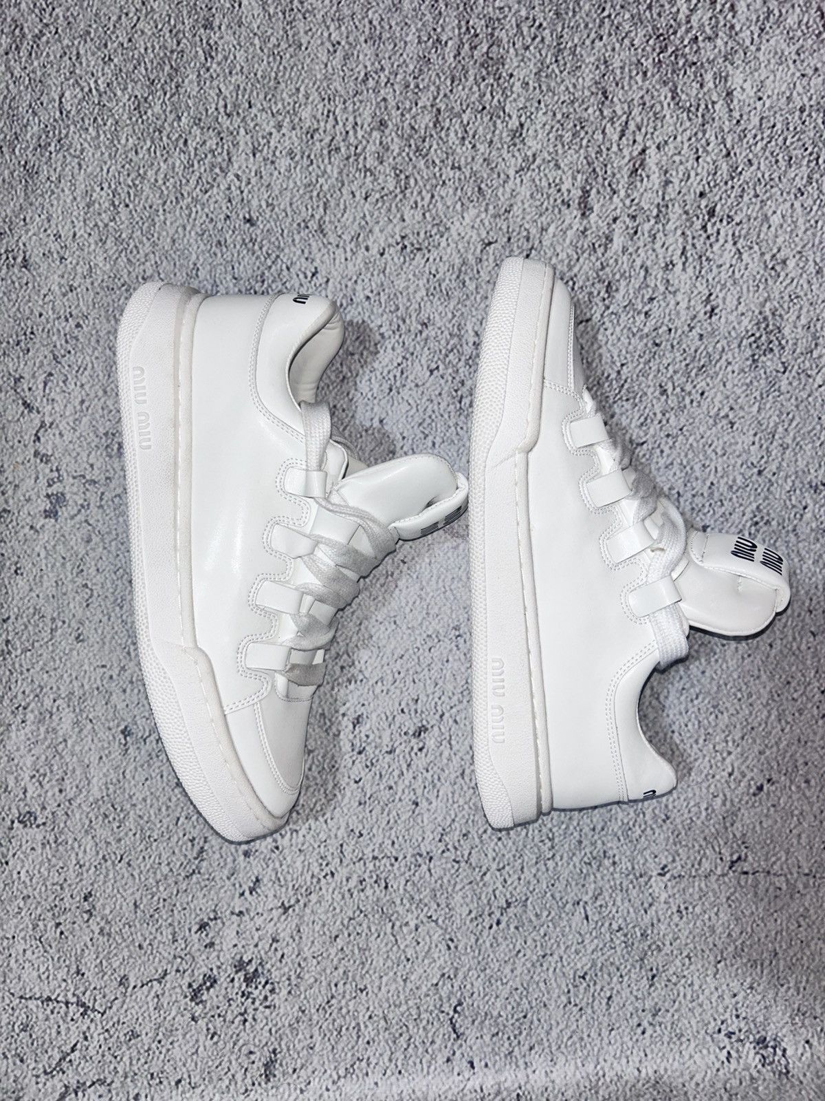 Miu Miu White Sneakers Original Leather Made in Italy