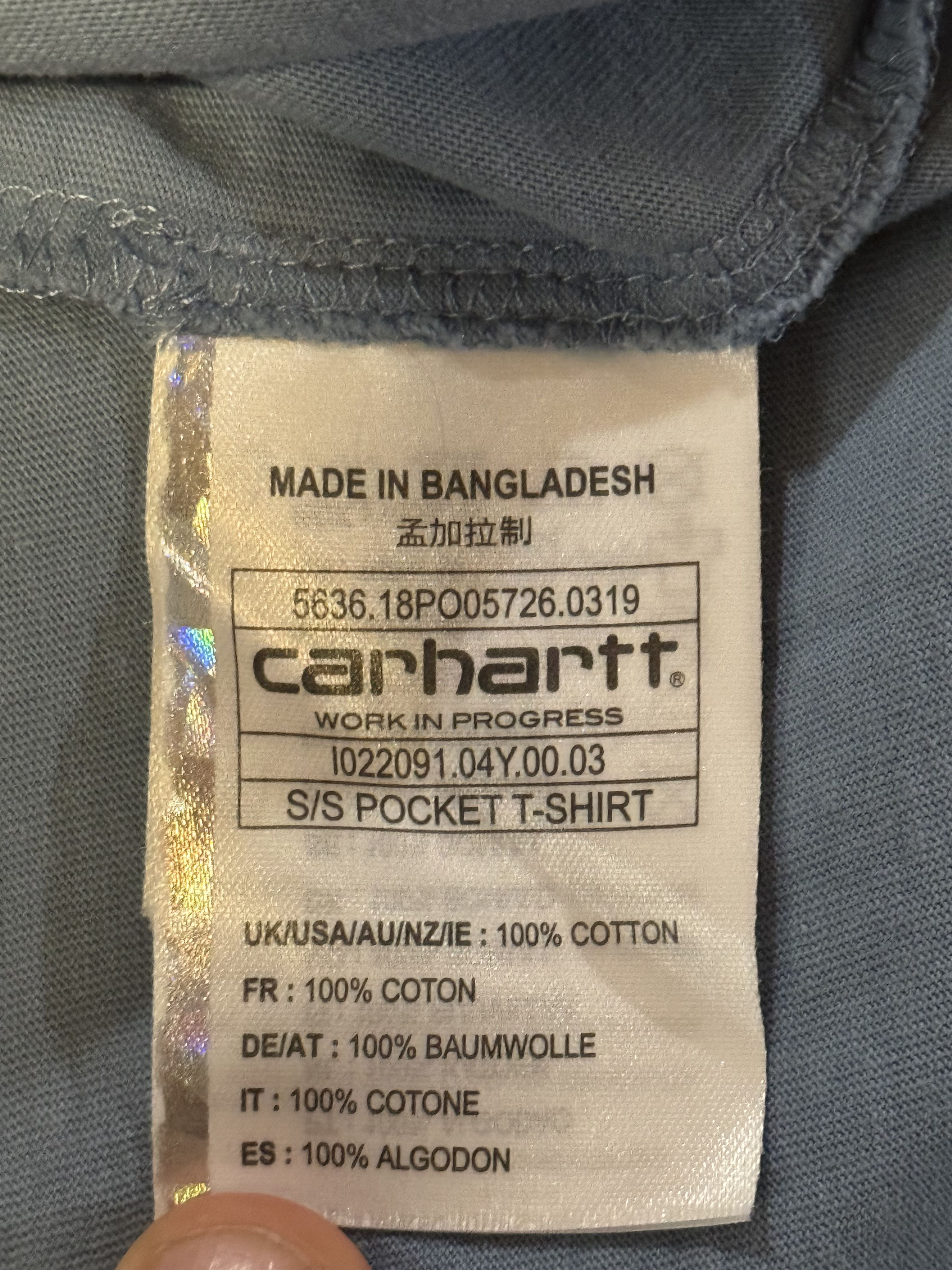 Carhartt Wip Baby Blue Carhartt WIP Pocket Tee Size US L / EU 52-54 / 3 - 5 Thumbnail