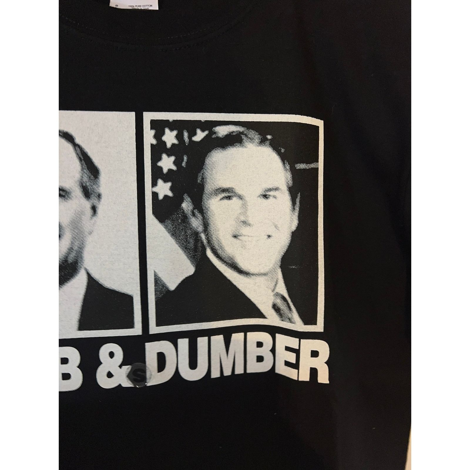 Gildan Vintage Funny Political George Bush Parody Small Black Shirt Size US S / EU 44-46 / 1 - 3 Thumbnail