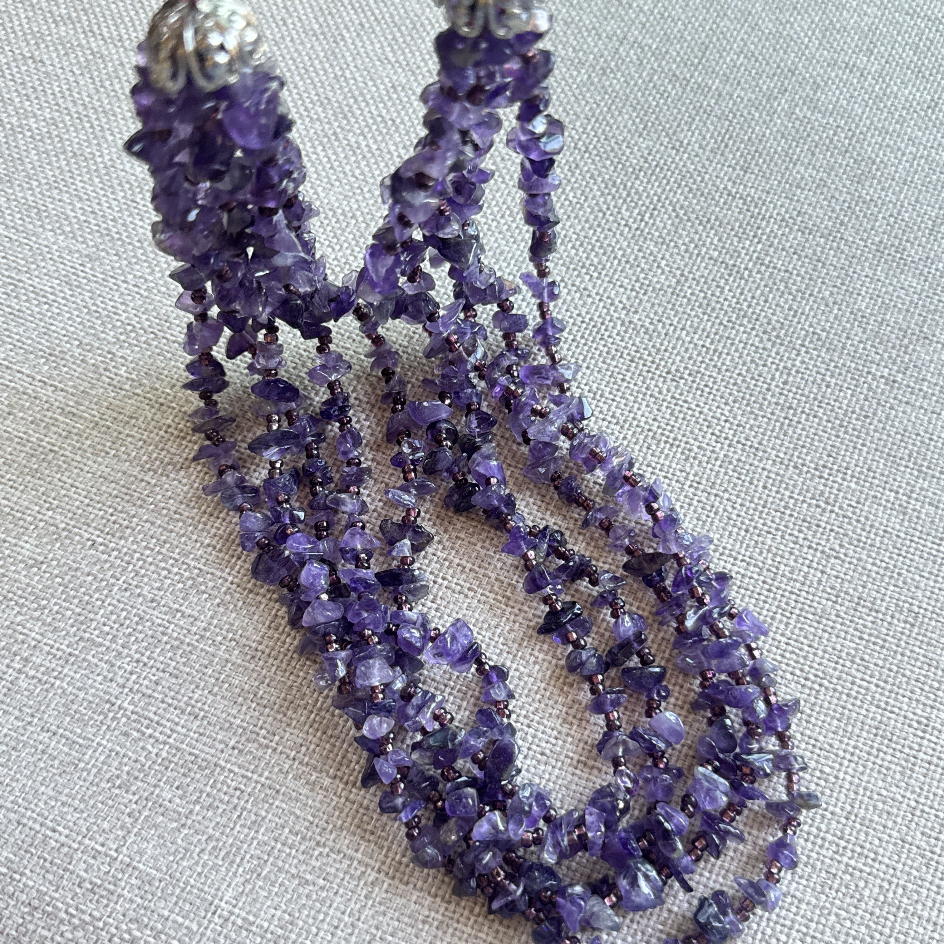 Other B-SHE Purple Beaded Multi Strand Statement Necklace Size ONE SIZE - 5 Thumbnail