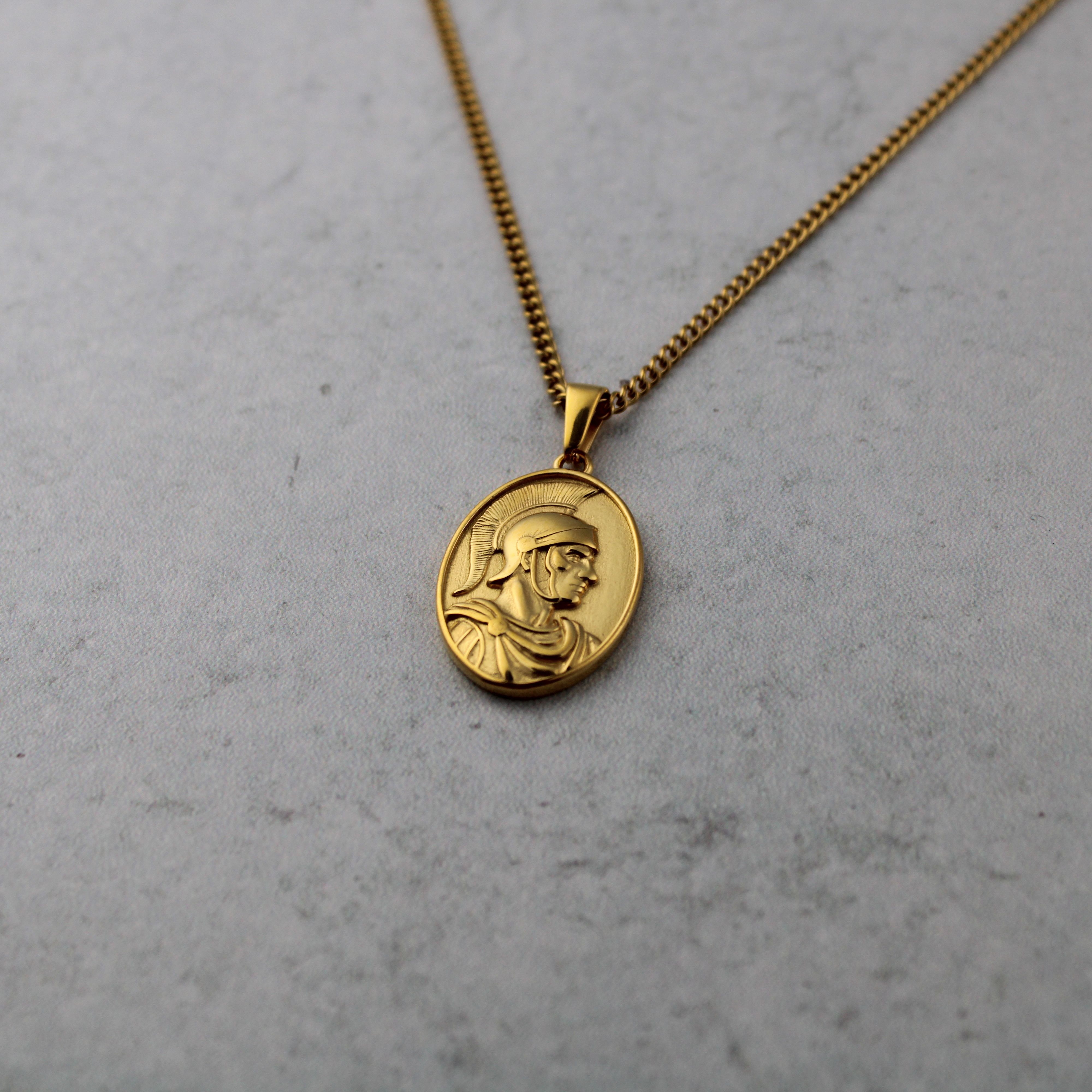 Jewelry Gold Centurion Pendant Chain Necklace Spartan Size ONE SIZE - 3 Thumbnail