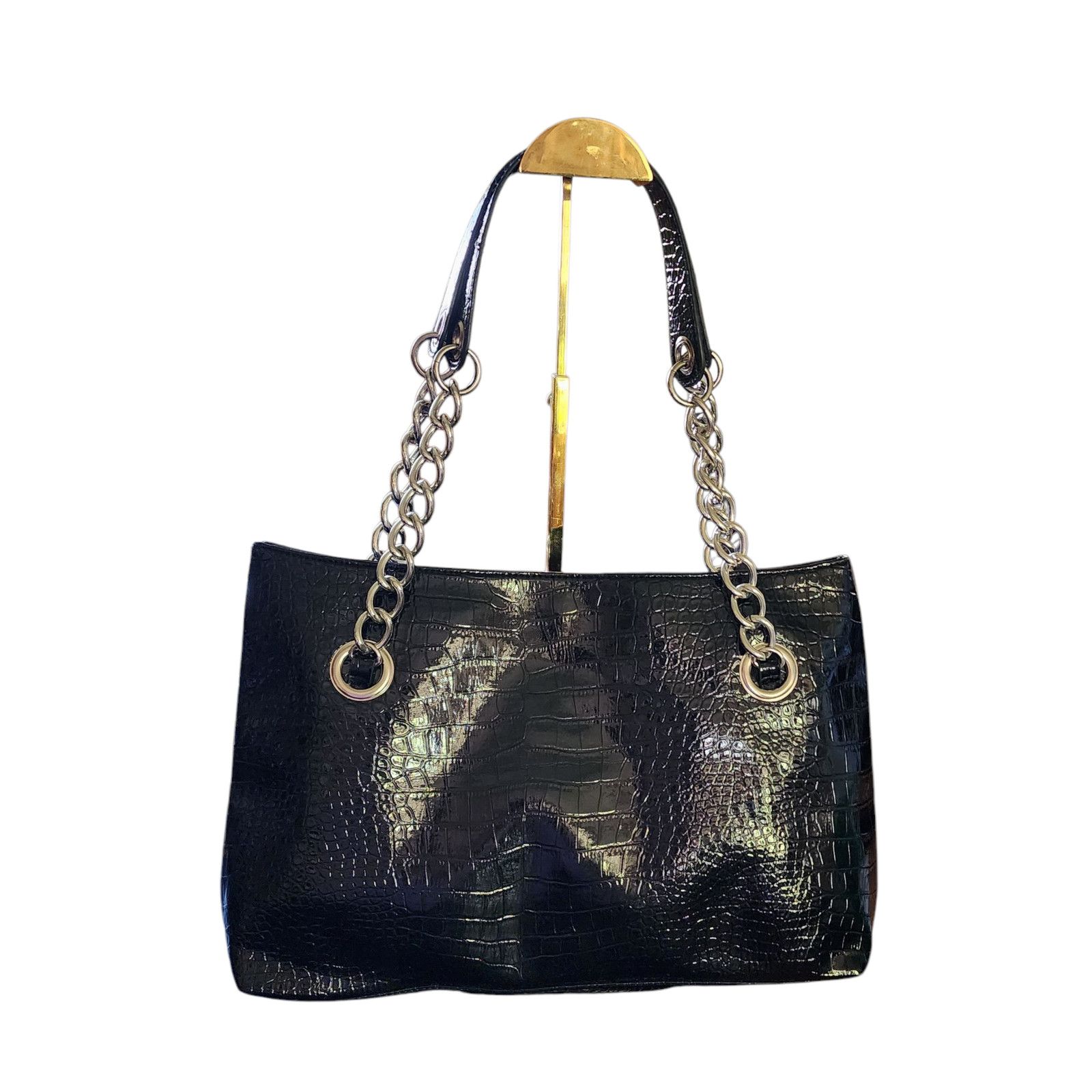 Kenneth Cole Kenneth Cole black faux leather croc embossed tote bag Size ONE SIZE - 2 Thumbnail