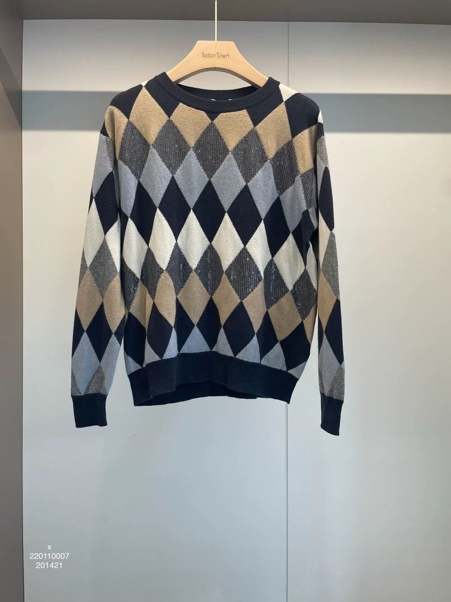 Brunello Cucinelli Brunello Cucinelli Argyle Sequin Sweater XS Size US XS / EU 42 / 0 - 1 Thumbnail