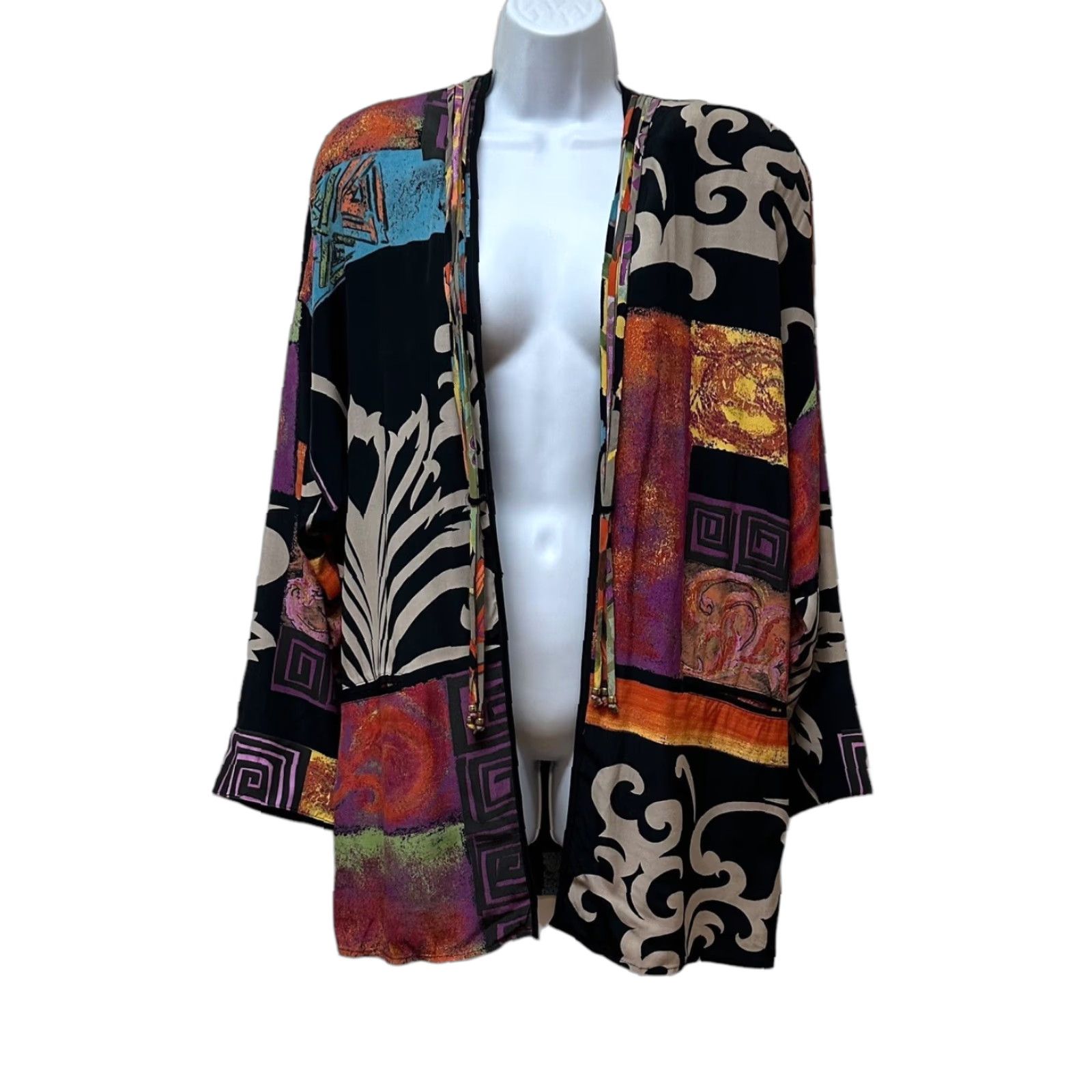 Vintage VINTAGE Dorothy Schoelen Long Tunic Jacket Multi Print Artsy Oversized S Jacket Womens Size S / US 4 / IT 40 - 1 Thumbnail