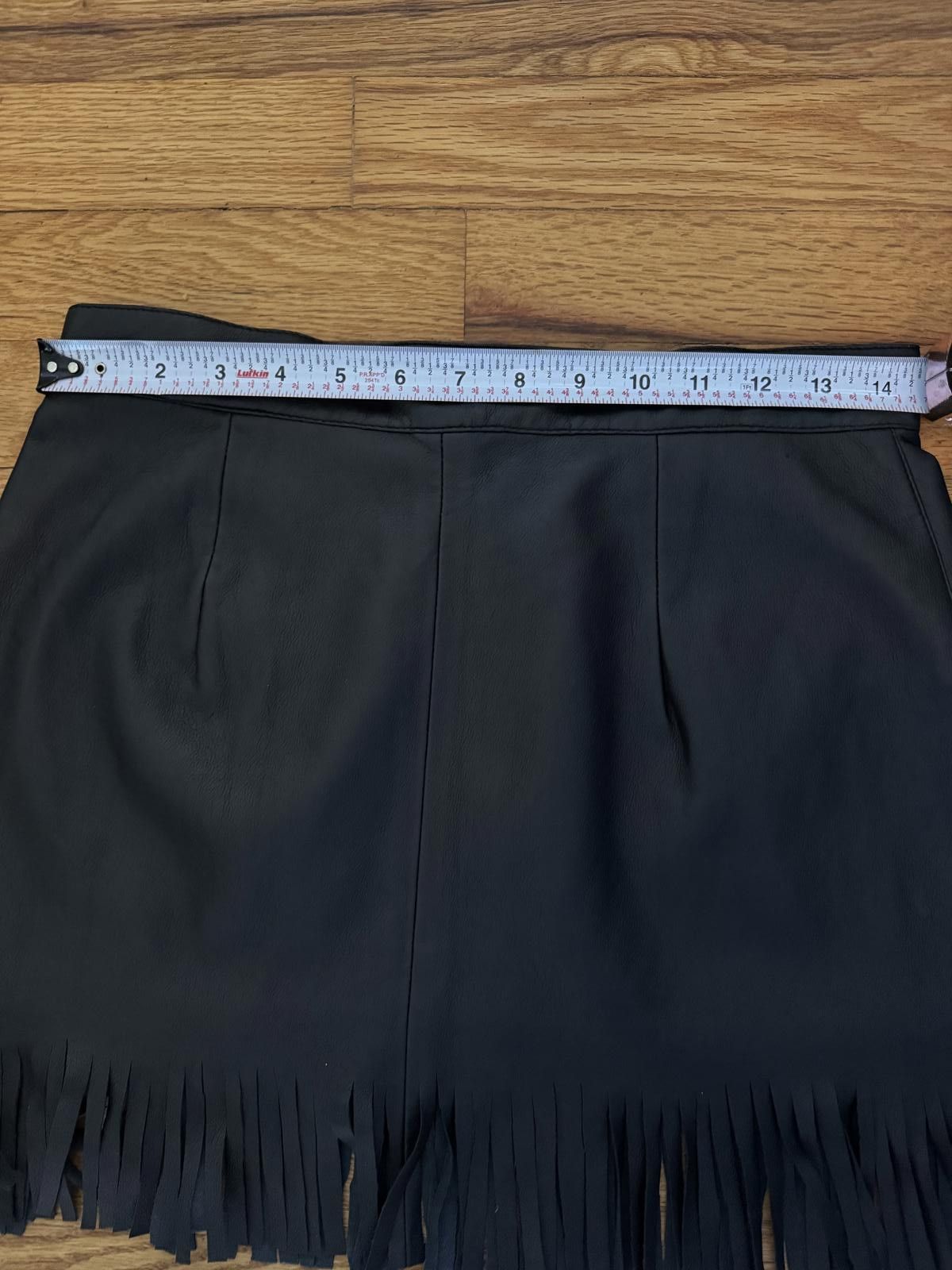 Other Black Faux Leather Mini Skirt with Fringe Hem-28 Size 28" / US 6 / IT 42 - 3 Thumbnail