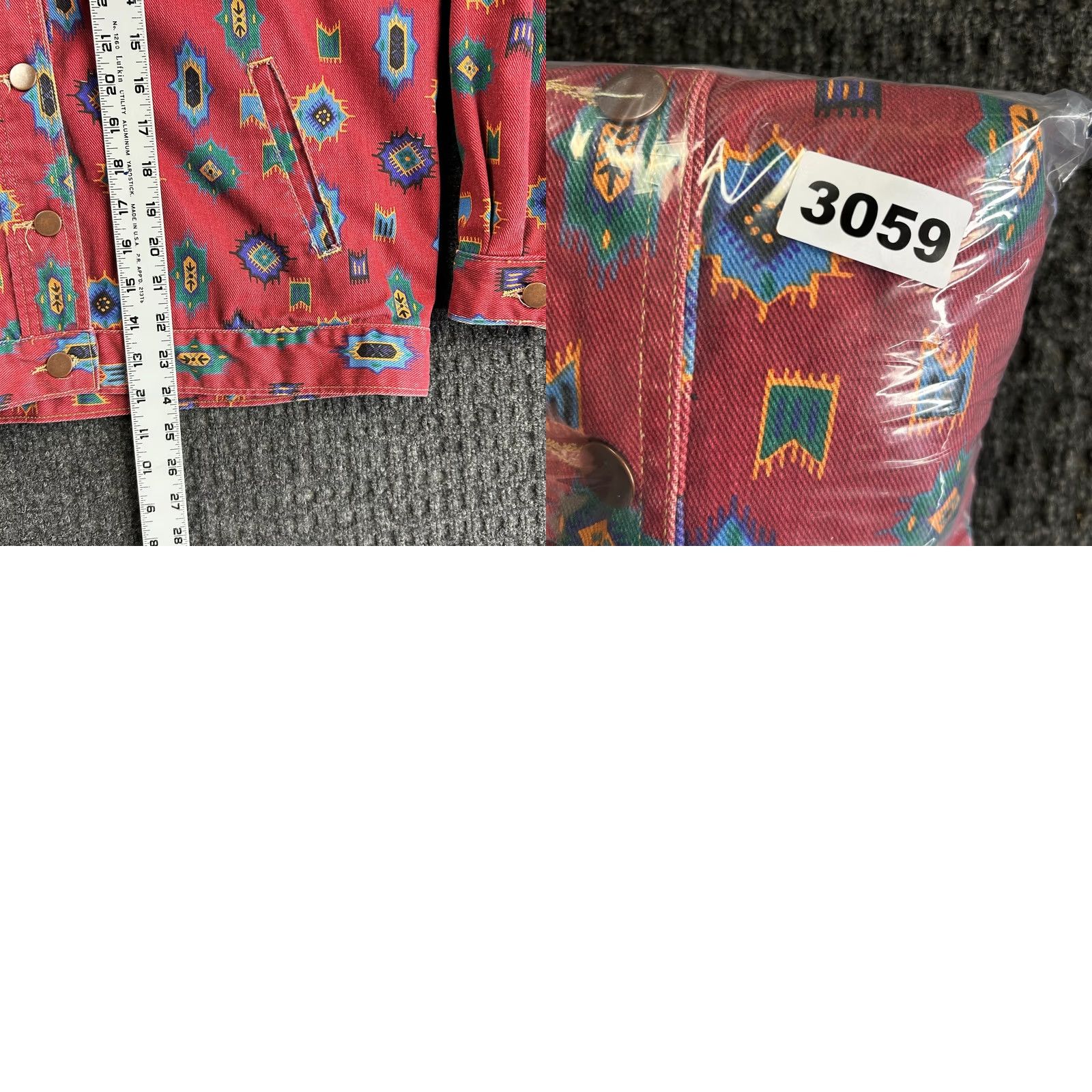 Denime VINTAGE Aztec Southwest Geometric All Over Print Denim Jacket Red M The 1 East Custom Collection Jacket Ladies? Size L / US 10 / IT 46 - 8 Thumbnail