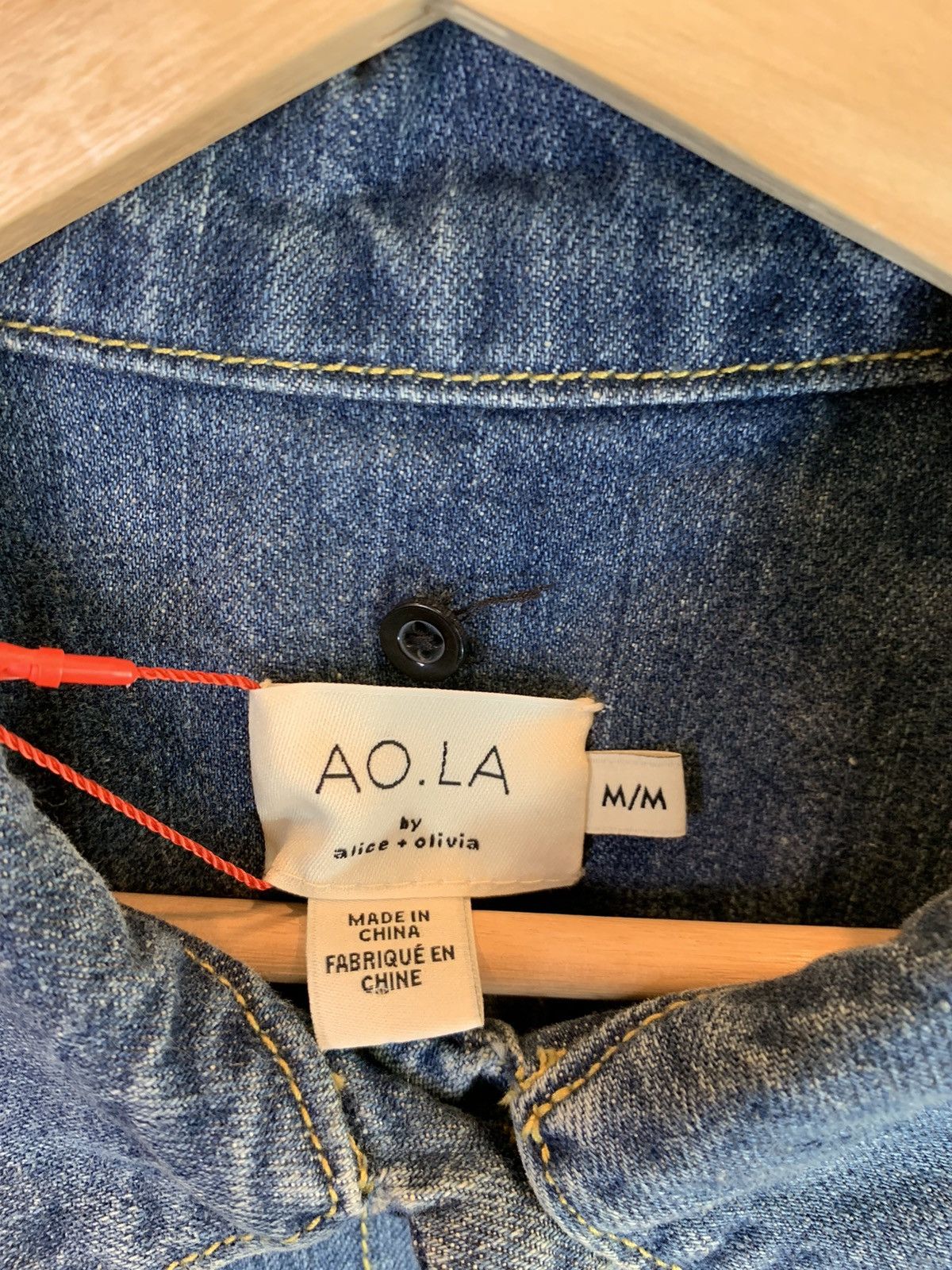 Alice + Olivia × Designer *RARE* New AO.LA Alice + Olivia Wool Layer Cuff Denim Jacket Size M / US 6-8 / IT 42-44 - 7 Thumbnail