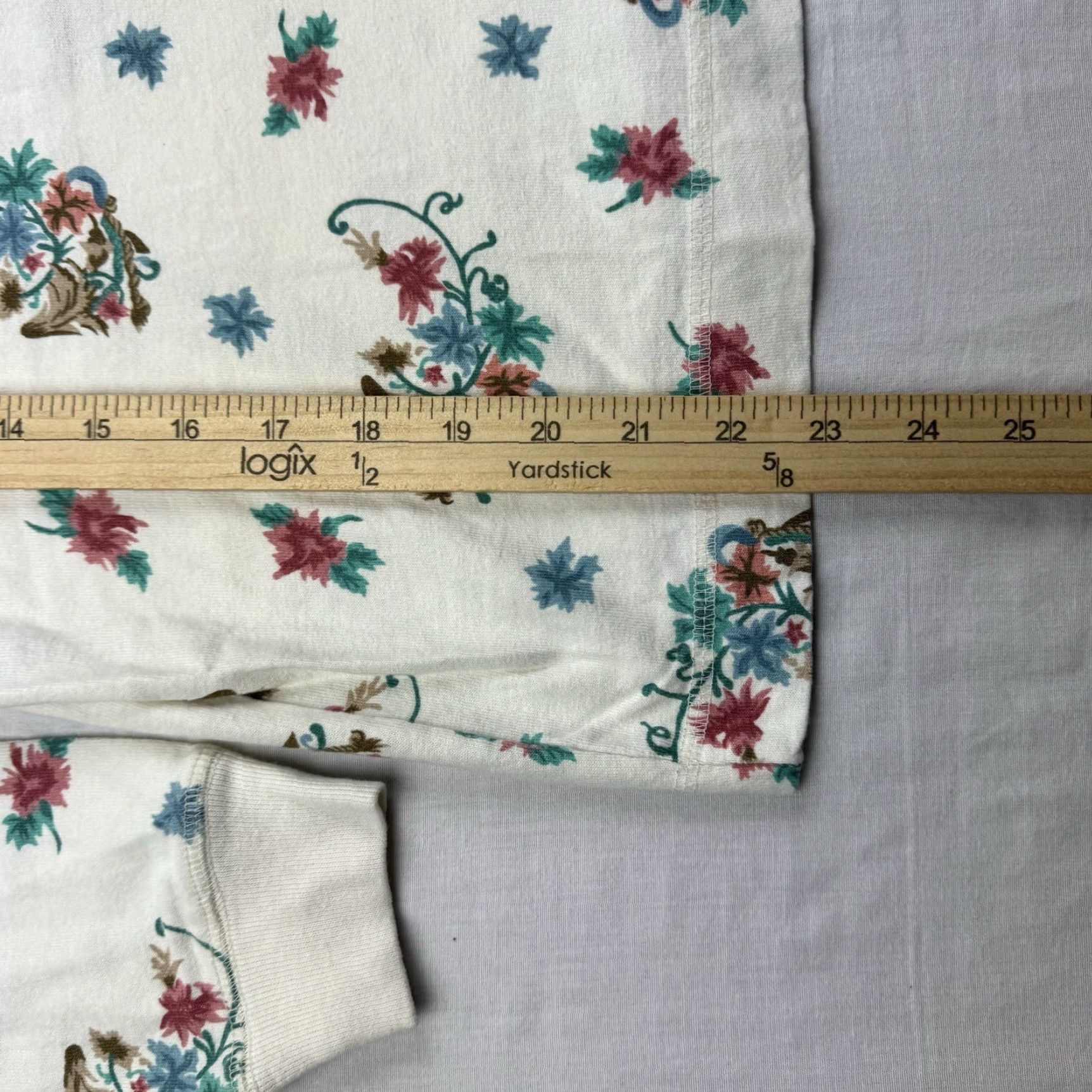 Cherokee VINTAGE Cherokee Shirt Womens Petite Medium White Floral 80s 90s Long Sleeve Crew Neck Size M / US 6-8 / IT 42-44 - 7 Thumbnail