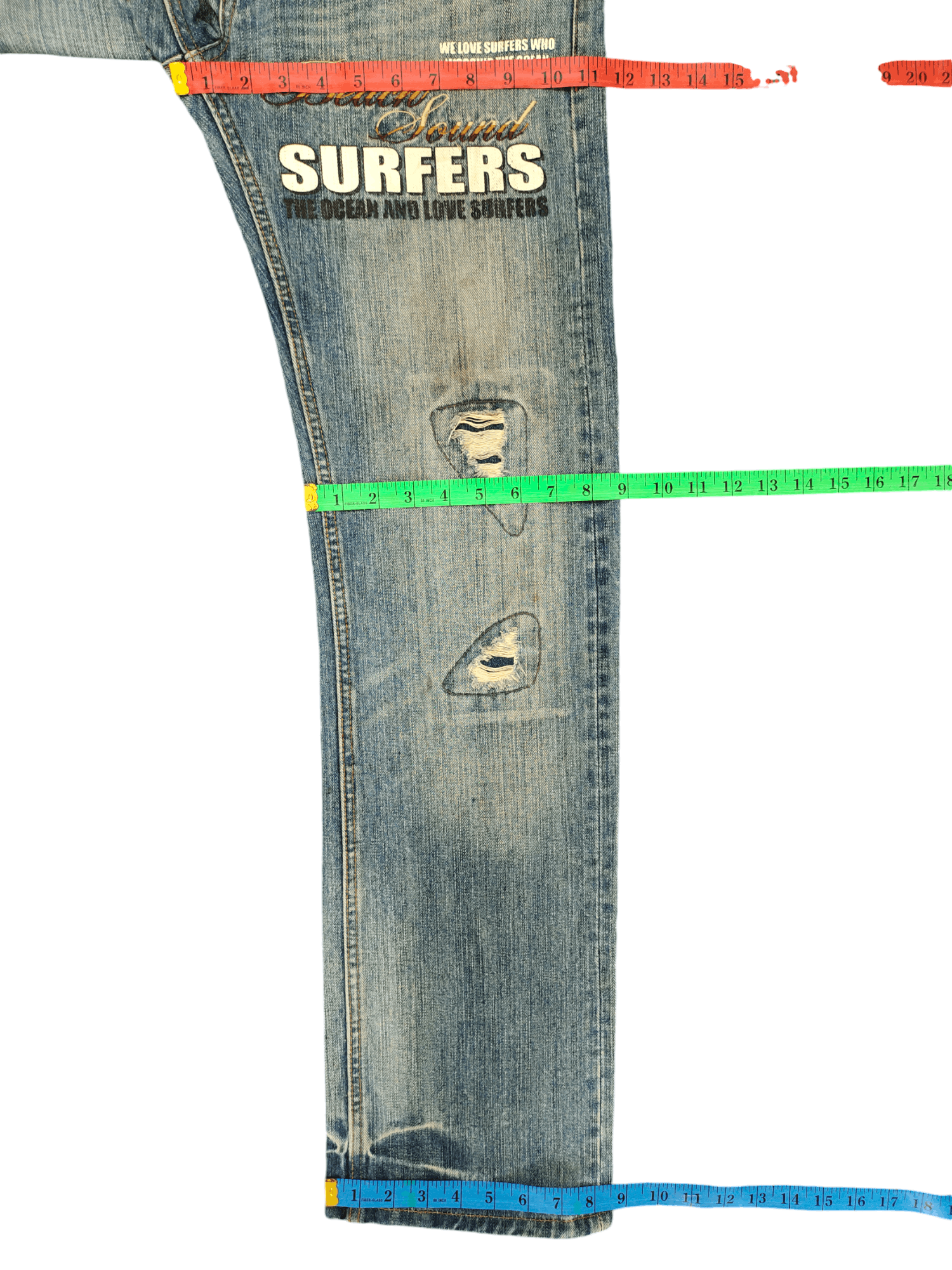 Hysteric Glamour × Undercover Japanese Beach Sound Embroidered Distress Jeans Undercover Size US 32 / EU 48 - 10 Thumbnail