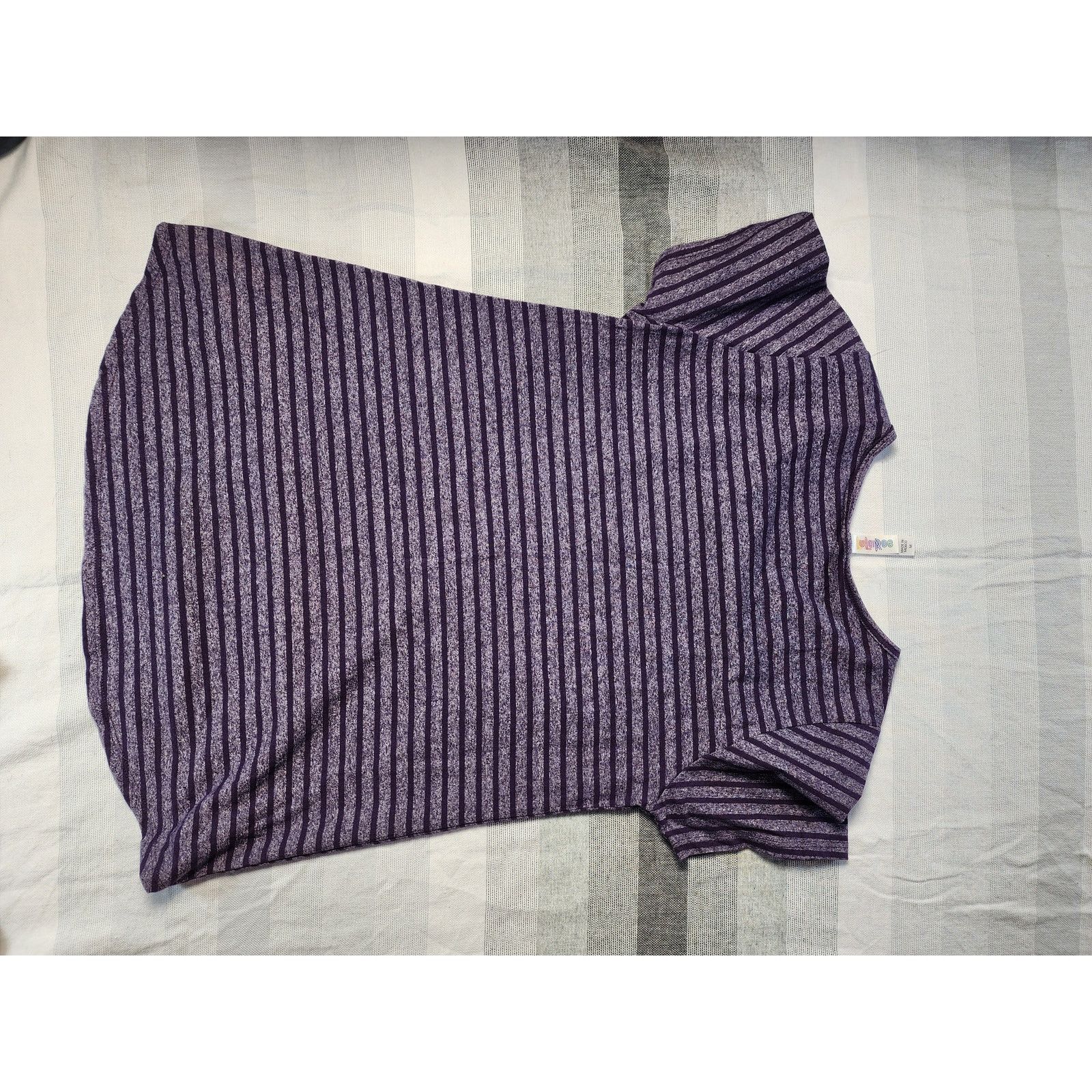 Old Joe LuLaRoe purple and black striped knit top Size M / US 6-8 / IT 42-44 - 3 Thumbnail
