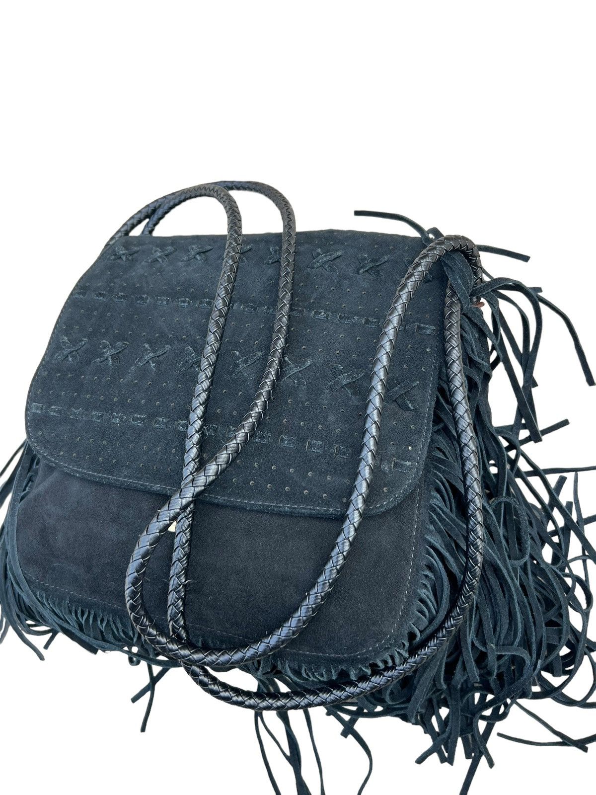Leather Memory of Tomorrow Japan Black Suede Leather Fringe Bag Size ONE SIZE - 20 Thumbnail