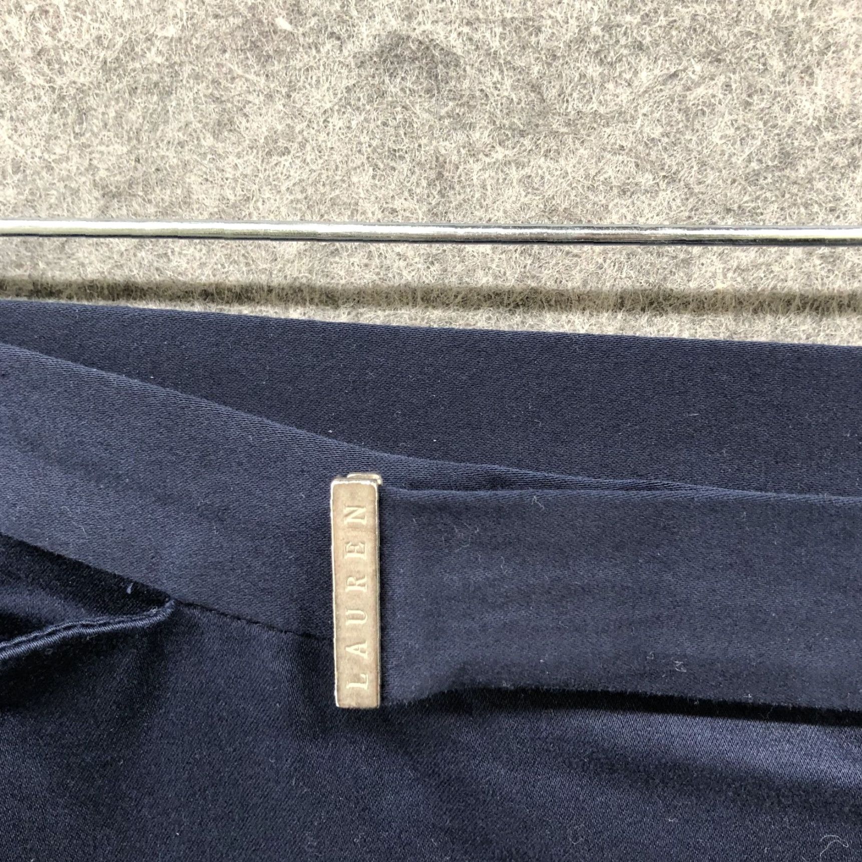 Uniqlo VINTAGE Ralph Lauren Women’s Dress Pants Size 14 Dark Navy Blue Straight Flat Front Twill Office Workwear Size 36" / US 14 / IT 50 - 5 Thumbnail