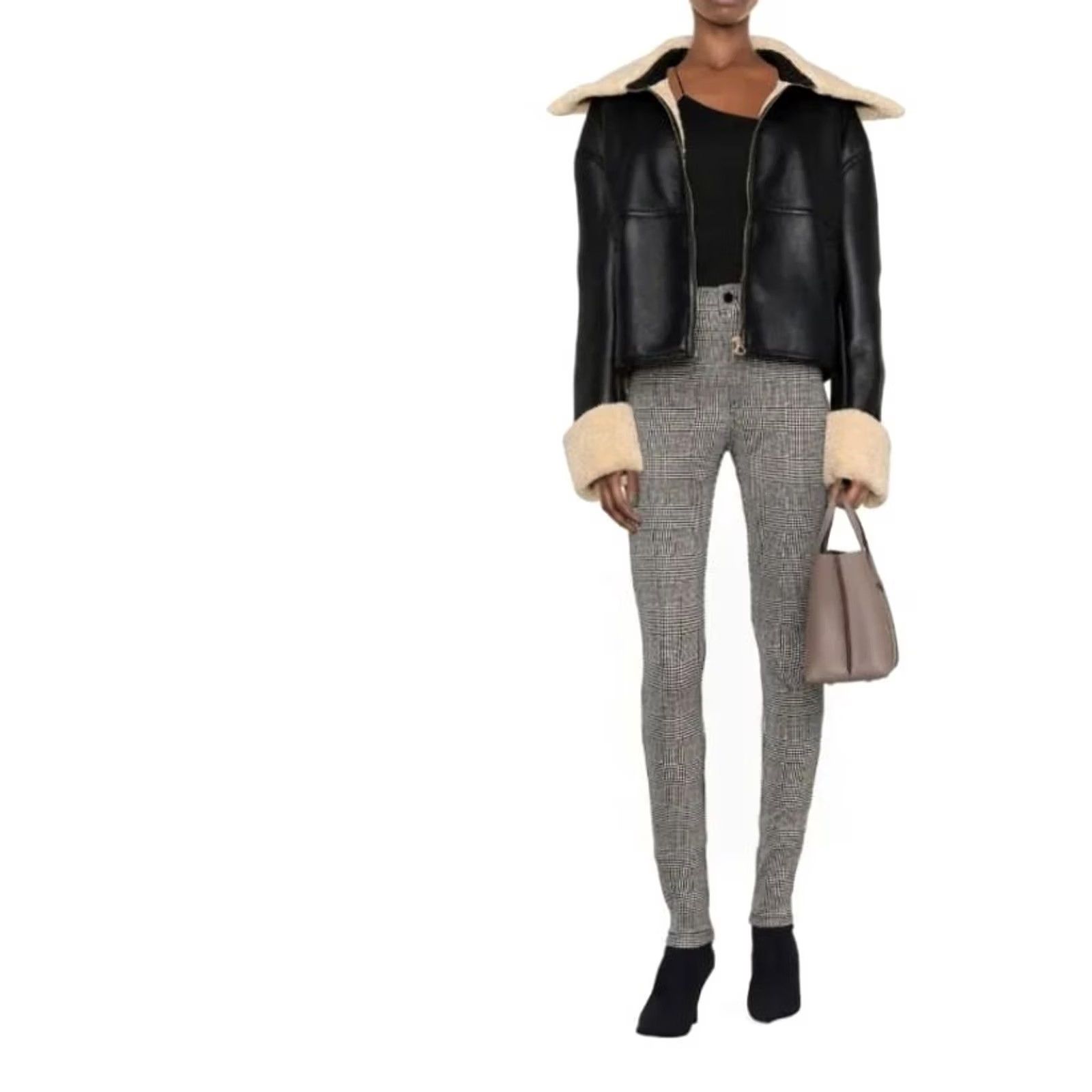 Yves Saint Laurent Saint Laurent check-patterned Skinny Jersey Leggings Trousers Pants, Women, Size S, Gray, Check, Leggings, Slim, Jersey, Saint Laurent Size S / US 4 / IT 40 - 2 Thumbnail