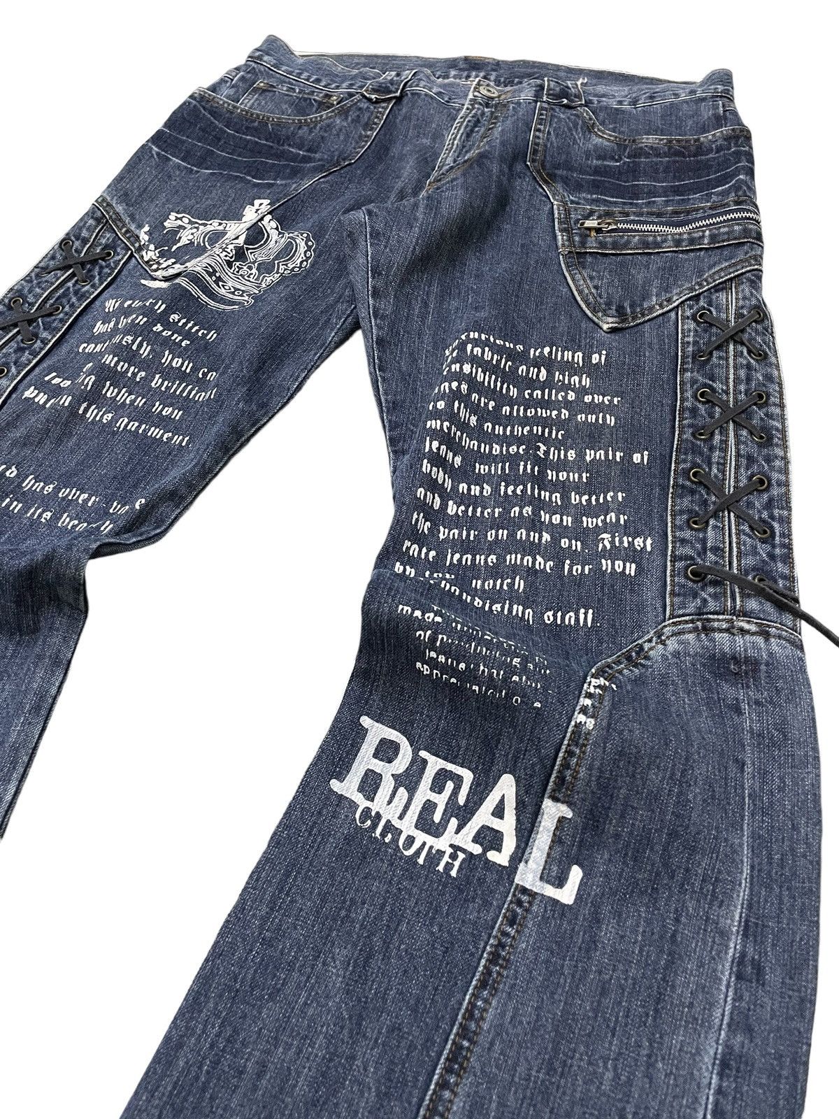 If Six Was Nine × In The Attic × Le Grande Bleu (L.G.B.) Paneled Asymmetrical Poems Flared Jeans Size US 34 / EU 50 - 11 Thumbnail