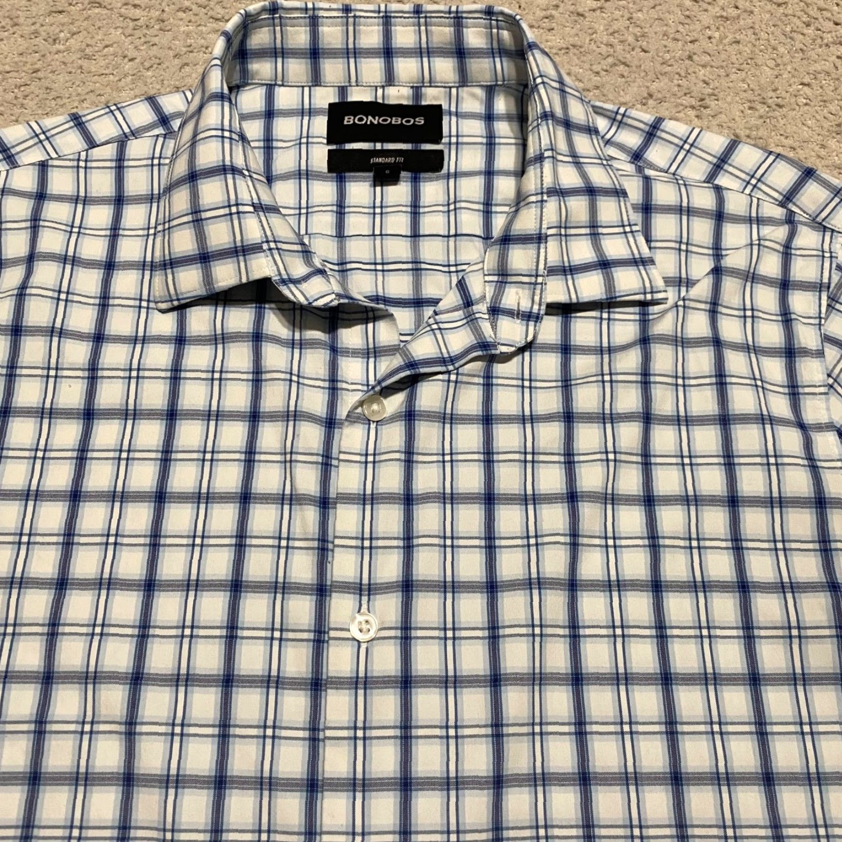 Bonobos Bonobos Mens Large Shirt Blue Plaid Check Long Sleeve Button-Front Nylon Size US L / EU 52-54 / 3 - 2 Thumbnail