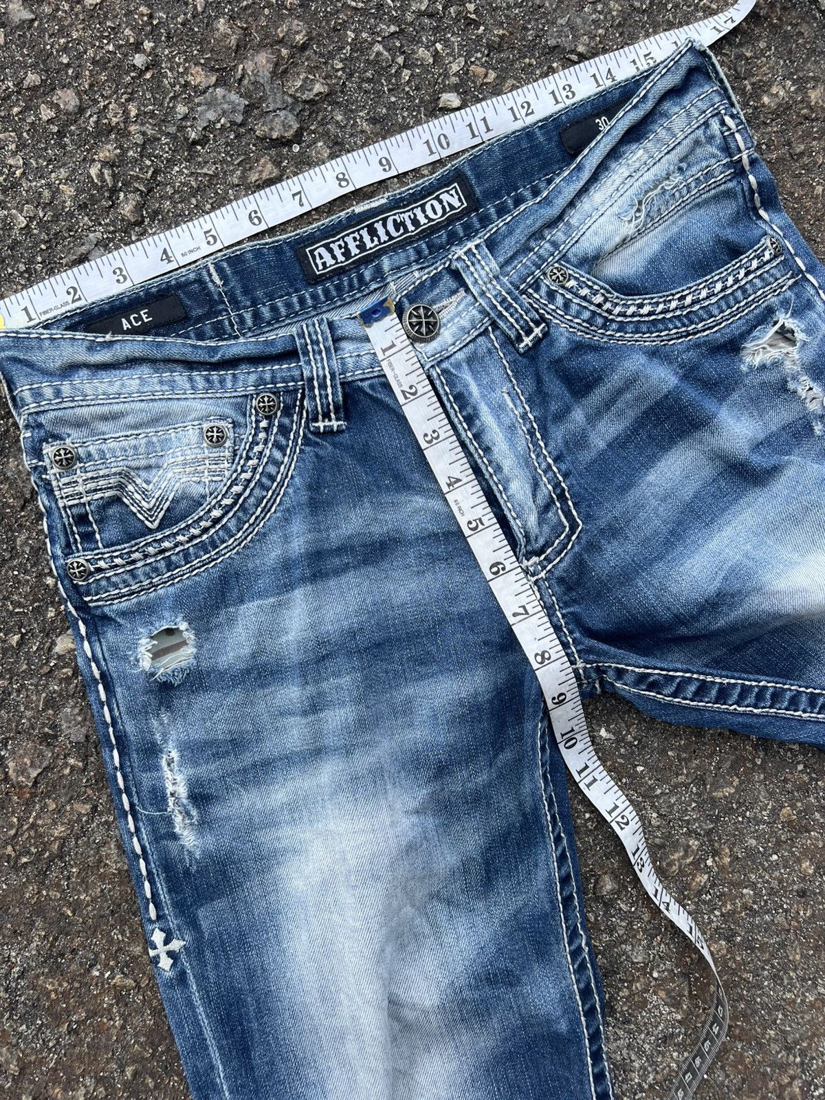 Affliction Crazy y2k Affliction Distressed Jeans Size US 32 / EU 48 - 3 Thumbnail