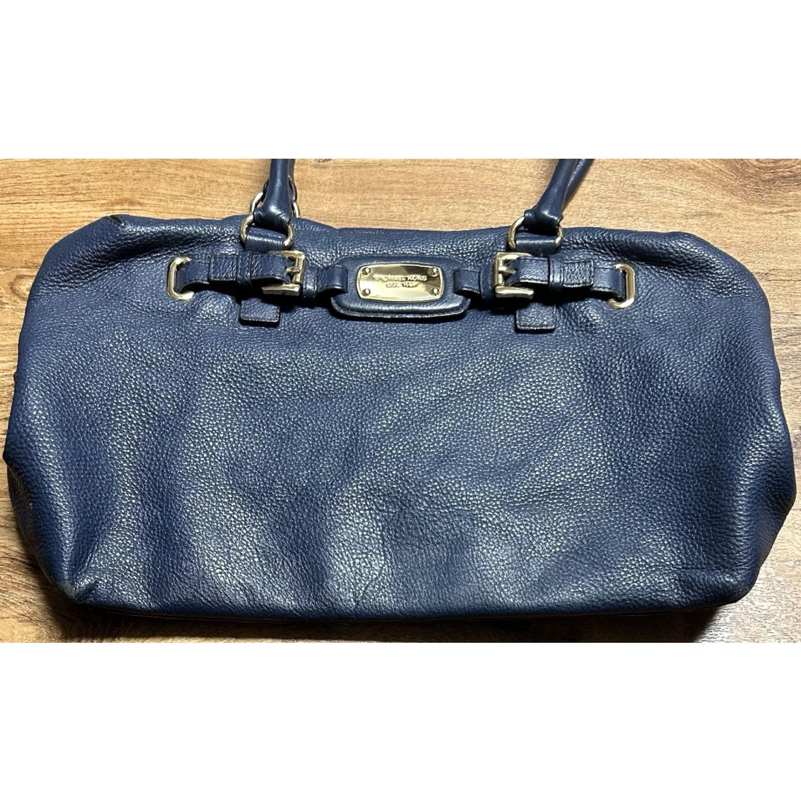 Vintage VINTAGE Michael Kors Hamilton Weekender Navy Pebbled Leather Luggage Satchel Bag Tote Size ONE SIZE - 3 Thumbnail