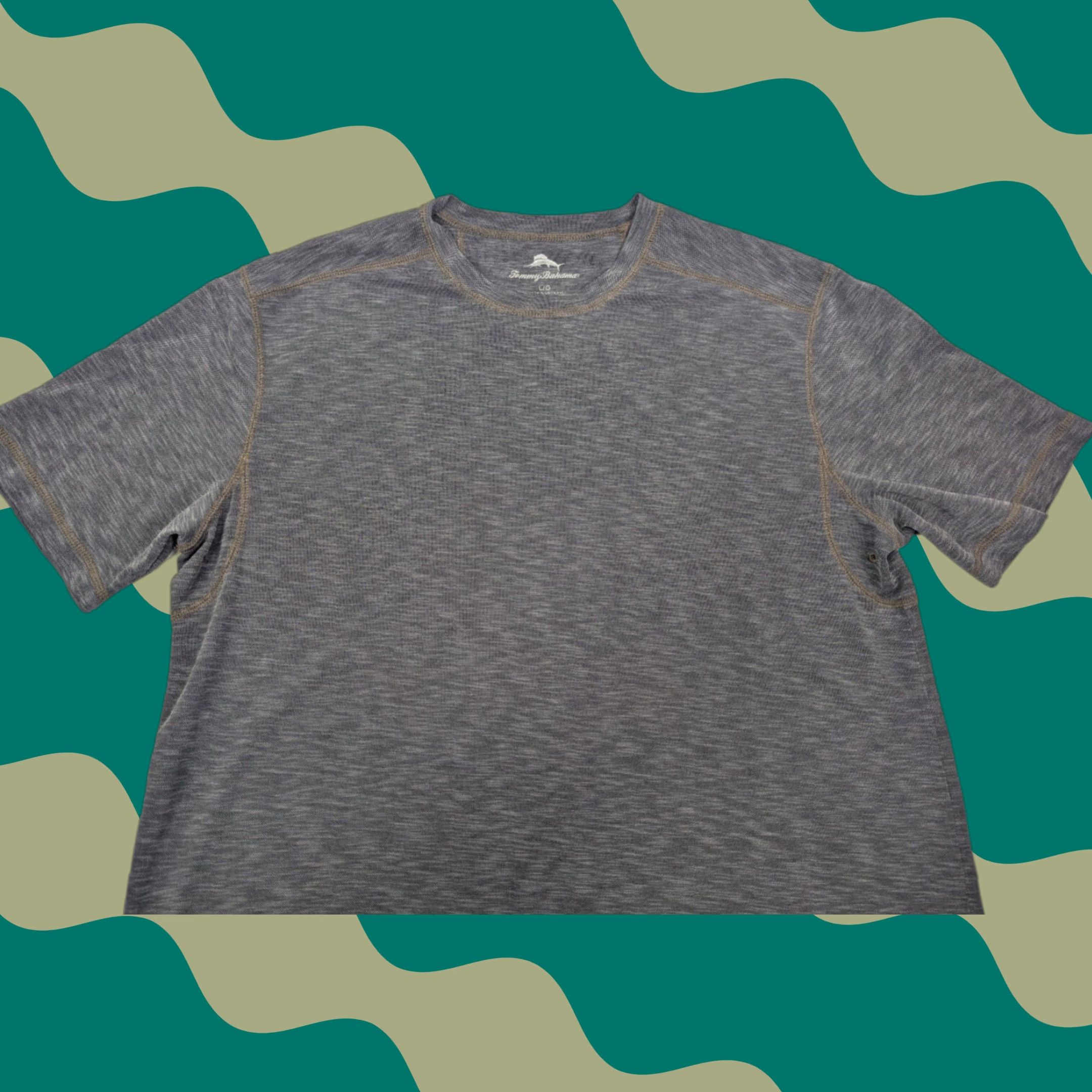 Tommy Bahama Tommy Bahama T-Shirt Mens Large Gray Lyocell Blend Knit Short Sleeve Breezeway Size US L / EU 52-54 / 3 - 1 Thumbnail