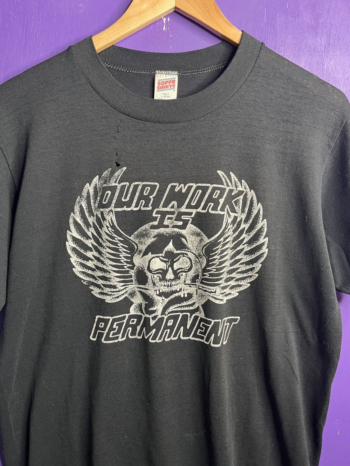 Vintage Vintage 80s our work is permanent military tee Size US L / EU 52-54 / 3 - 3 Thumbnail