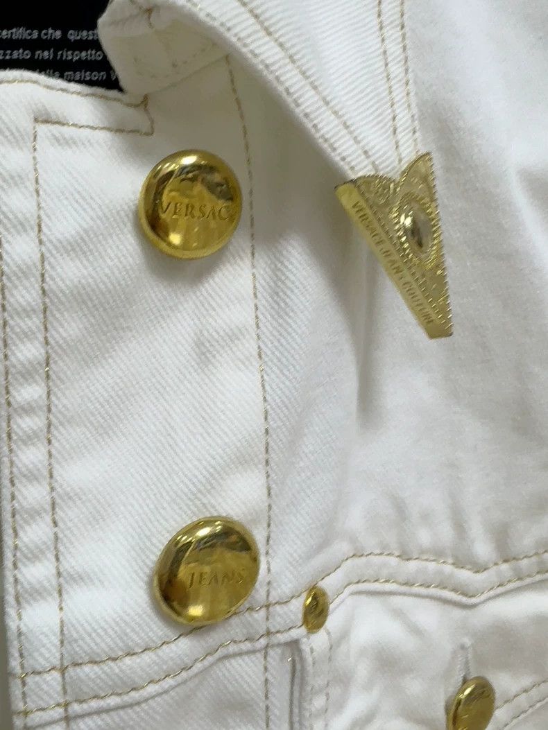 Versace Versace Gold buckle with white denim suit Size S / US 4 / IT 40 - 9 Thumbnail